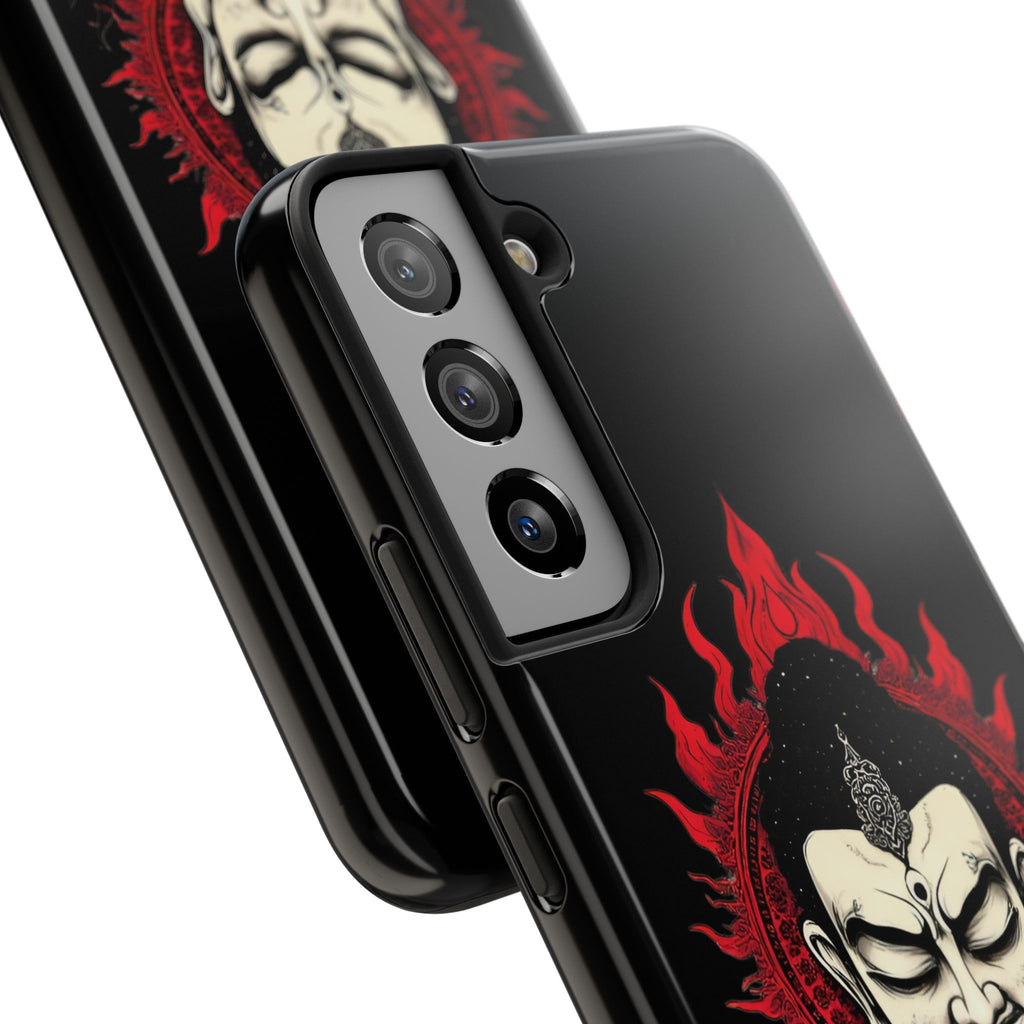 Meditative Buddha Tough Phone Case — Red Flame Zen Protection