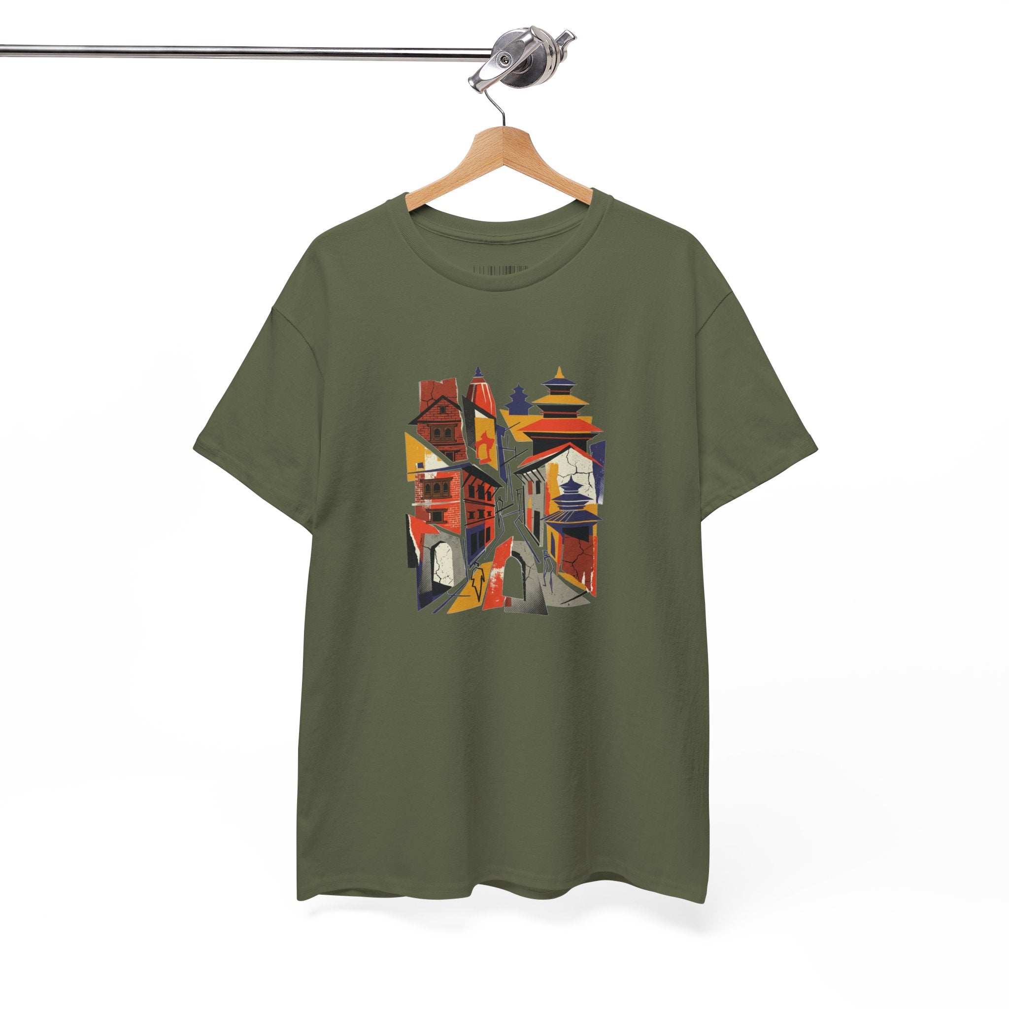 Cityscape Abstract Tee — Colorful Urban Architecture Graphic T‑Shirt