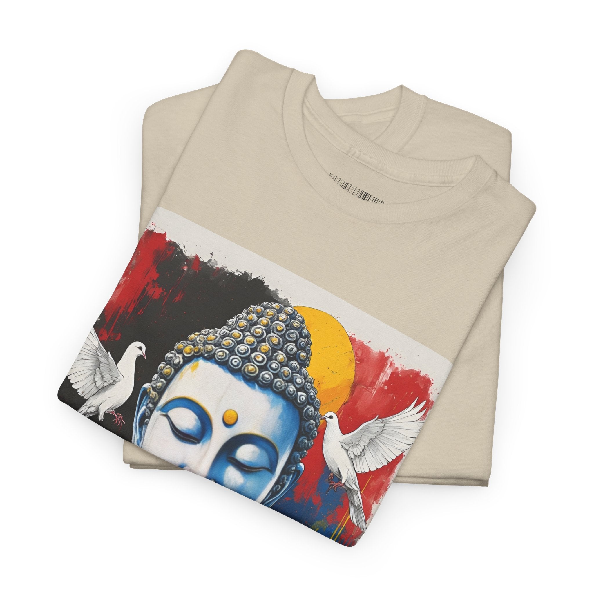 Buddha Peace Tee — Colorful Buddha & Doves Graphic T-Shirt