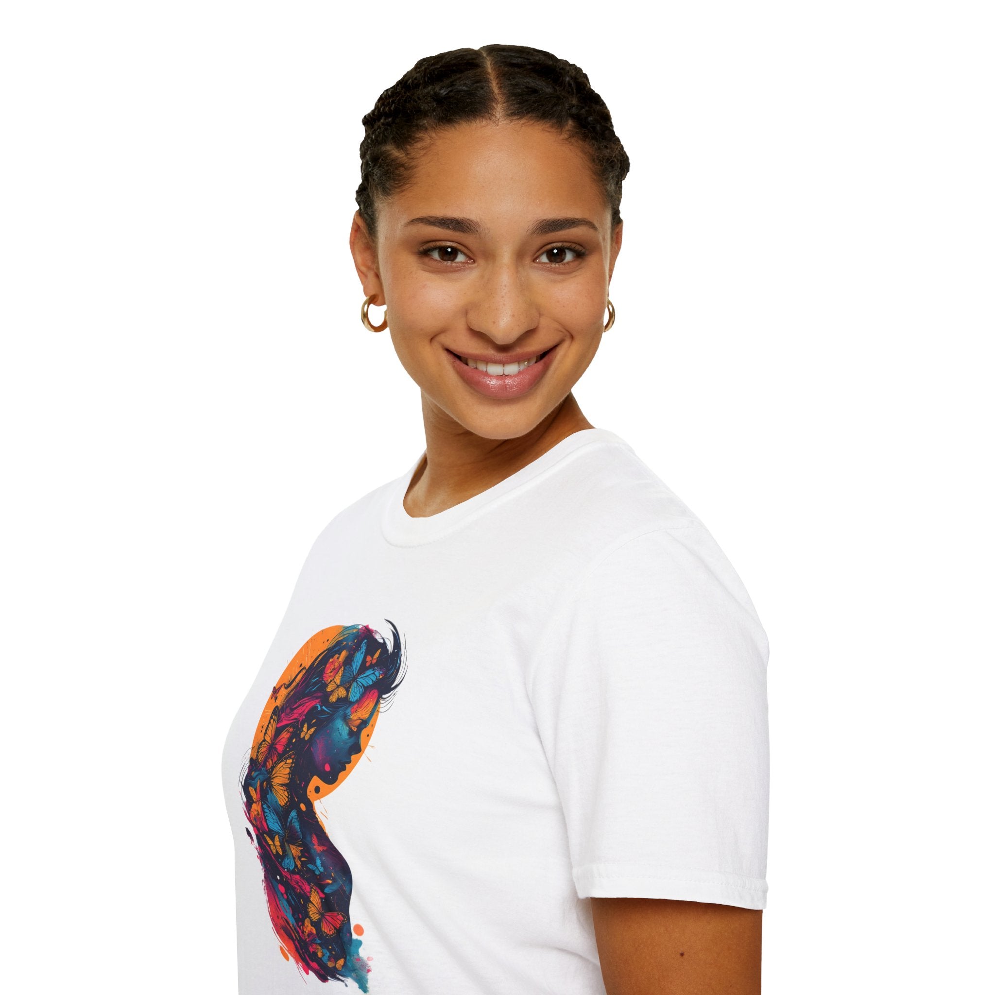 Butterfly Silhouette T-Shirt — Colorful Floral Profile Tee