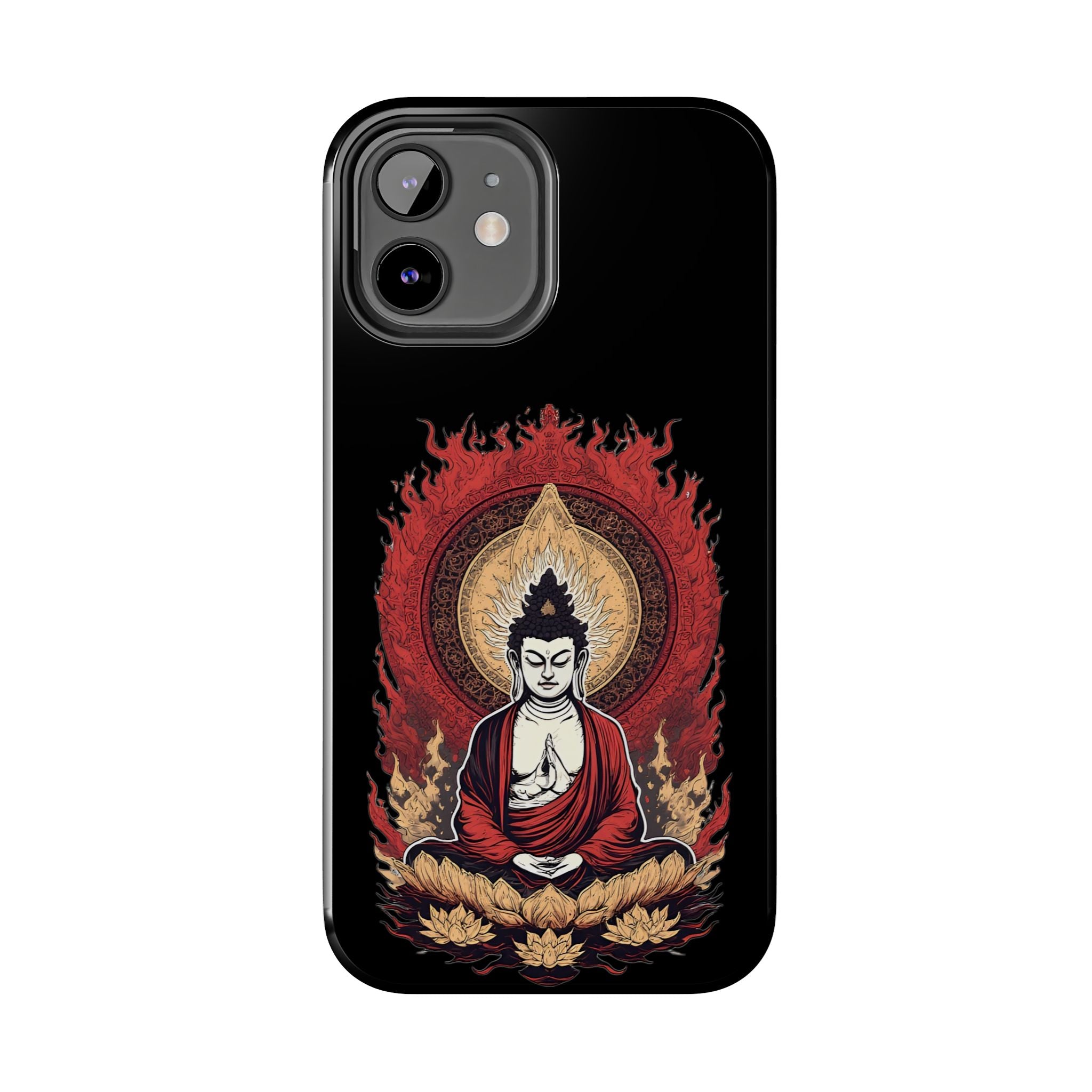 Buddha Meditation Tough Phone Case — Flame Halo Lotus Spiritual Protective Cover