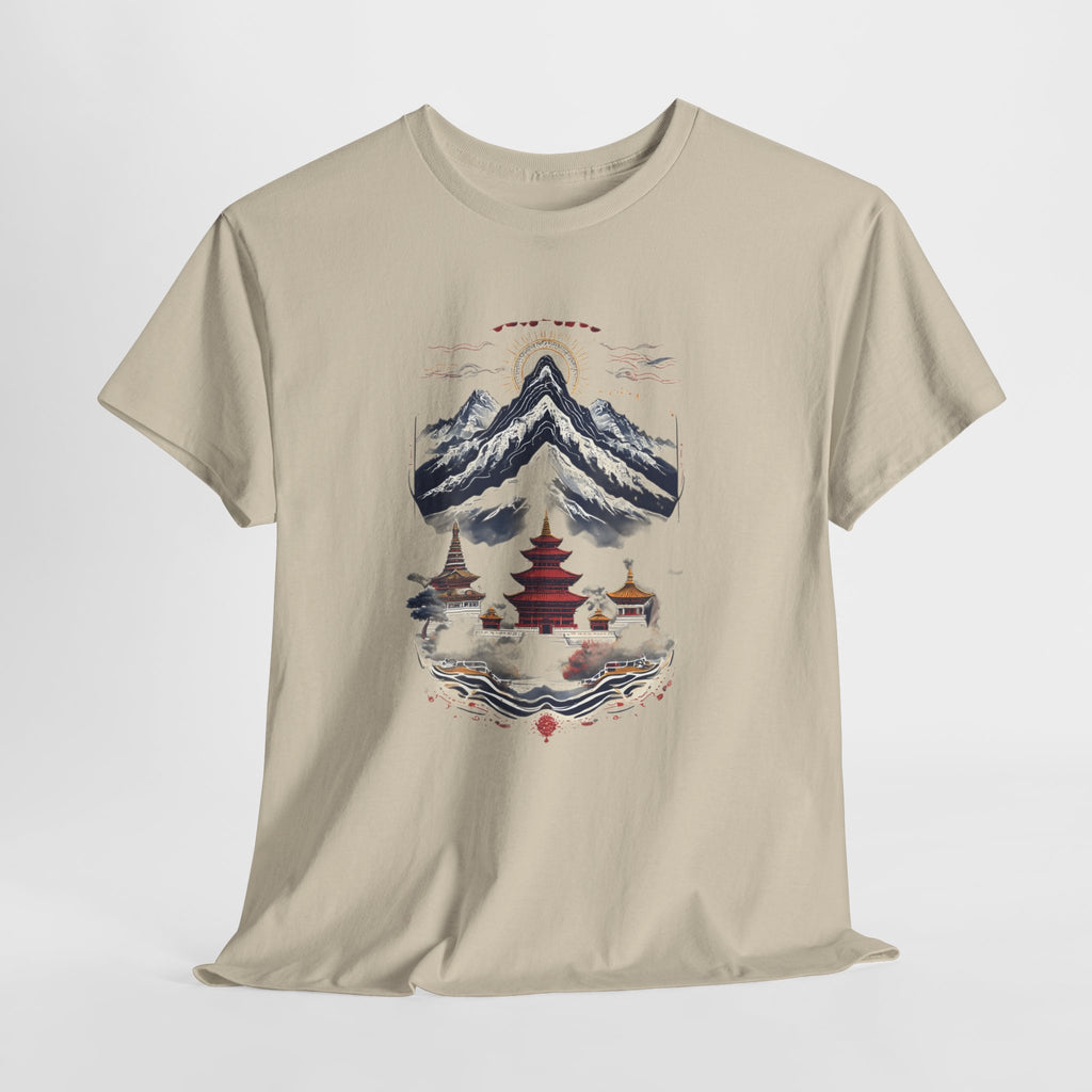 Japanese Mountain Pagoda T-Shirt — Zen Temple Landscape Tee