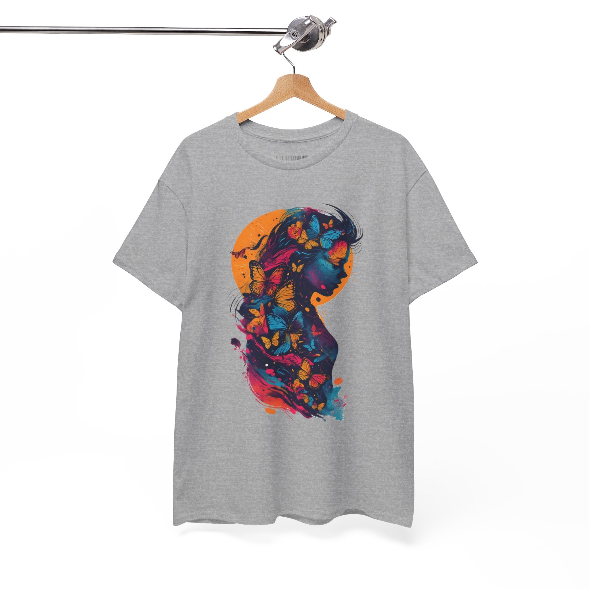Butterfly Silhouette Graphic Tee — Colorful Maternity Profile Design