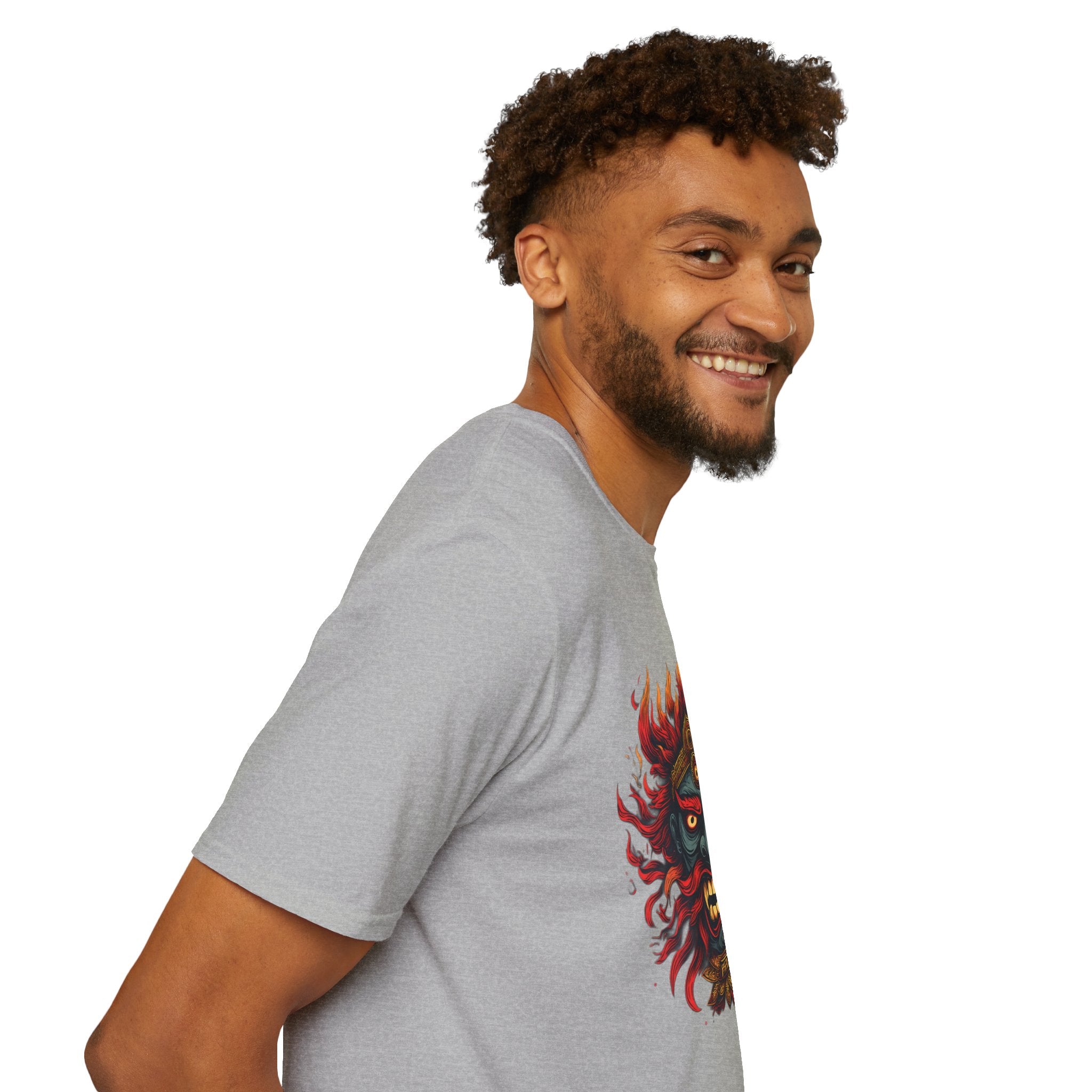 Flaming Demon Mask T-Shirt — Fierce Tattoo-Style Graphic Tee