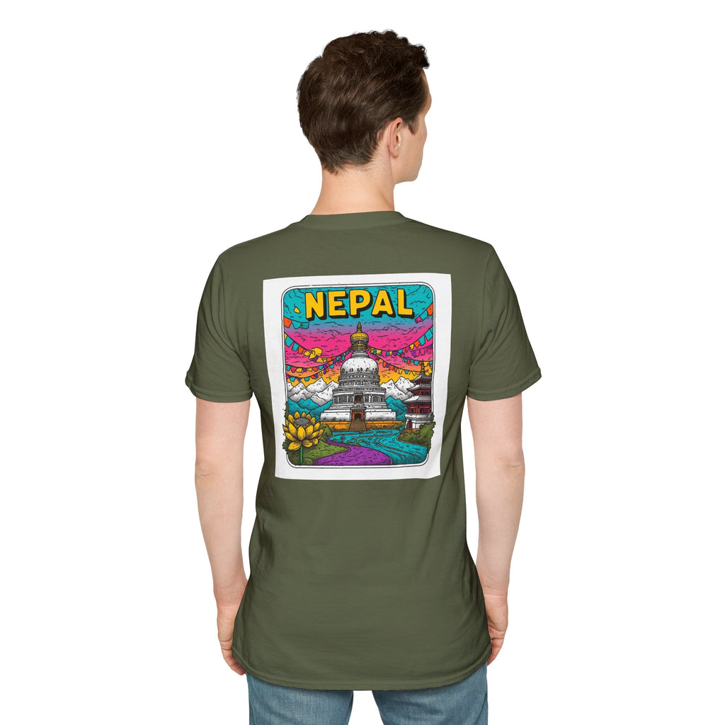 Nepal Graphic T-Shirt — Colorful Stupa Travel Tee