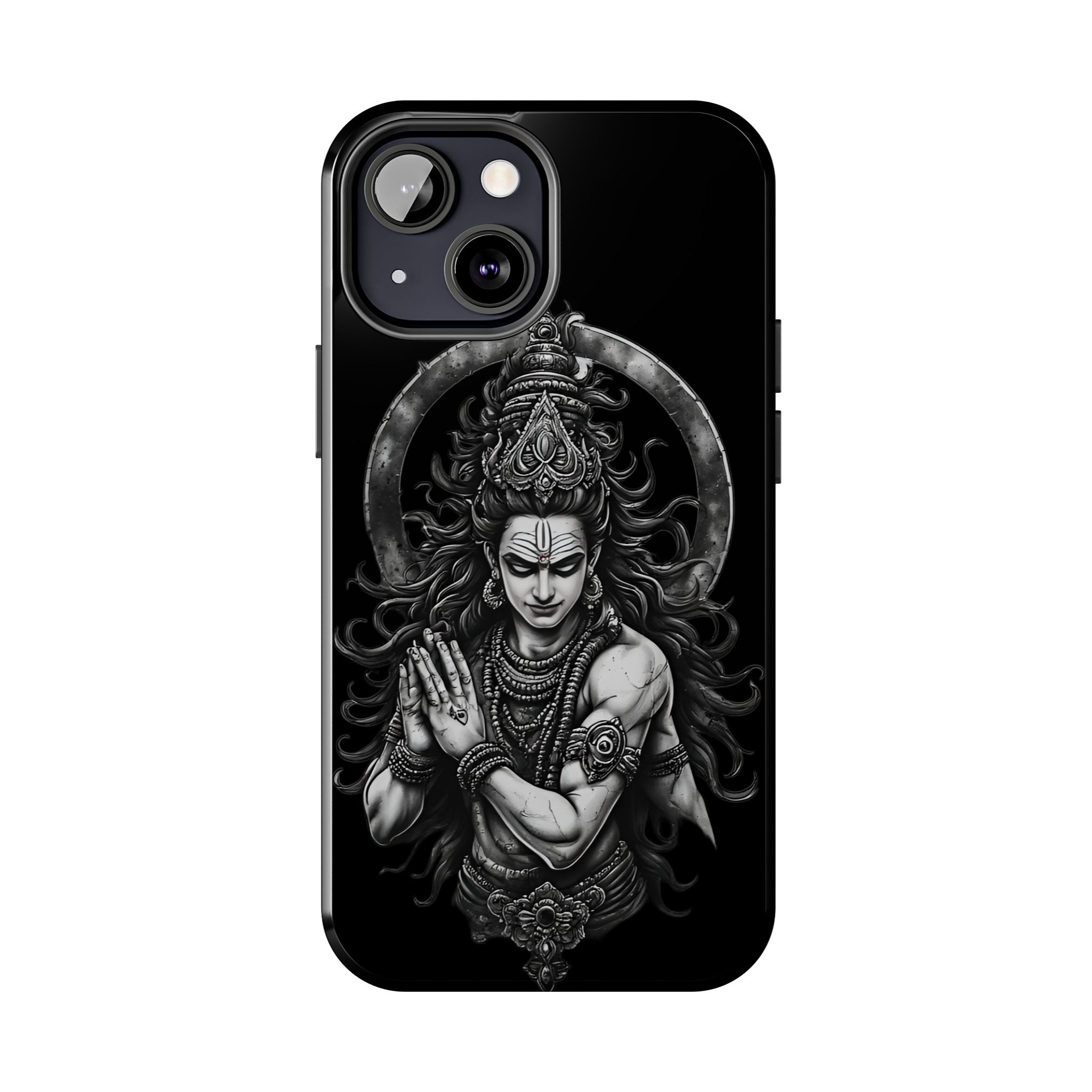 Shiva Tough Phone Case — Black Protective Hindu Deity Design