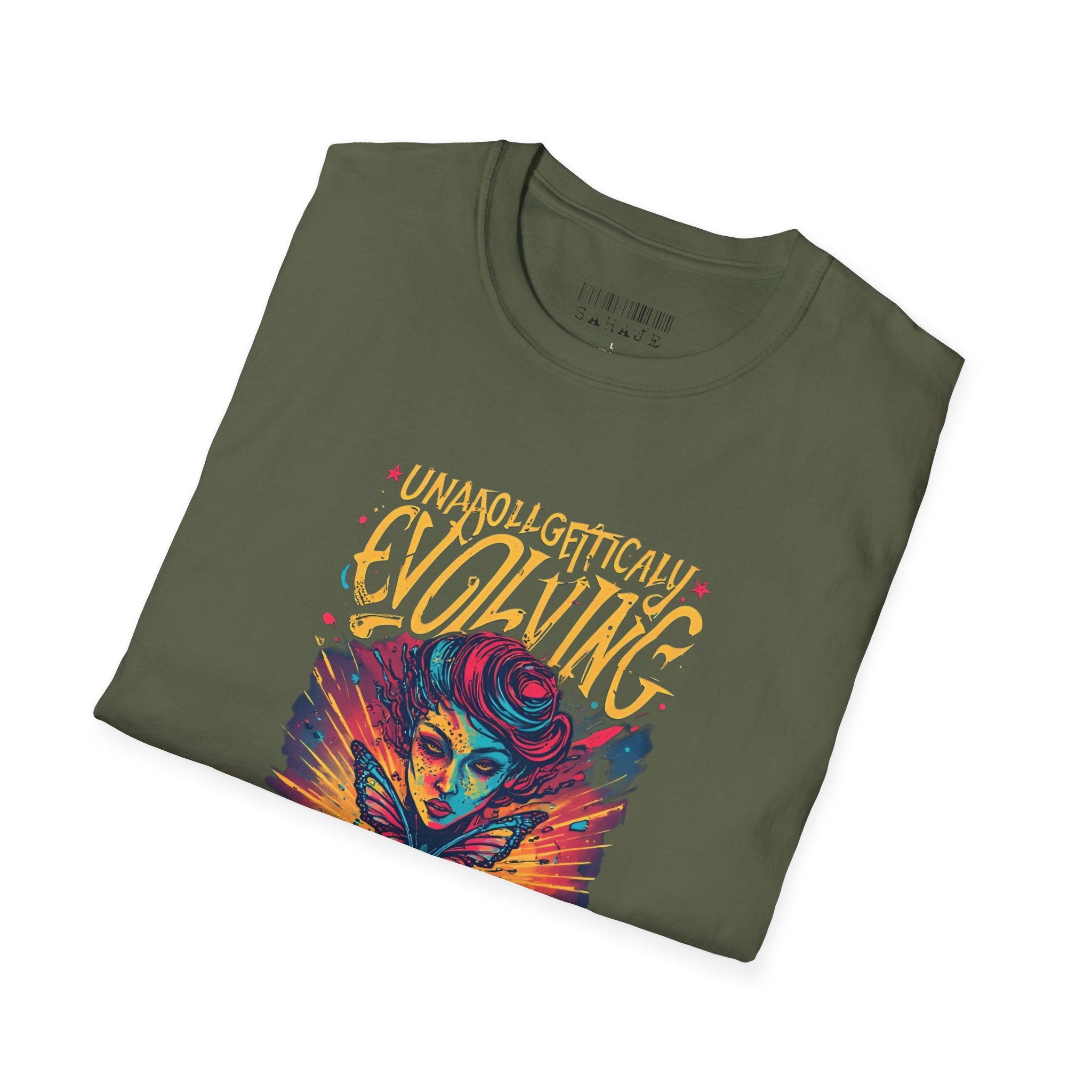 Unapologetically Evolving T-Shirt — Vibrant Butterfly Woman Graphic Tee