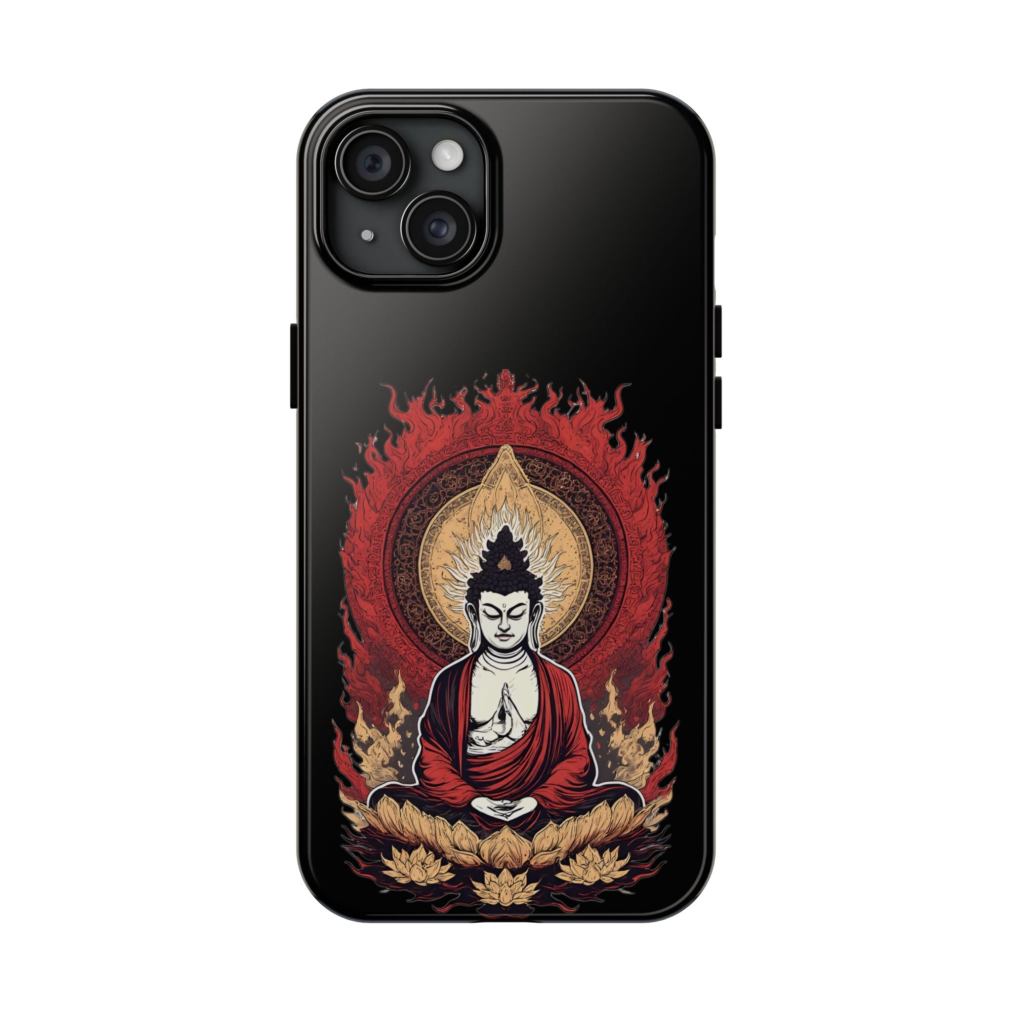 Buddha Meditation Tough Phone Case — Flame Halo Lotus Spiritual Protective Cover