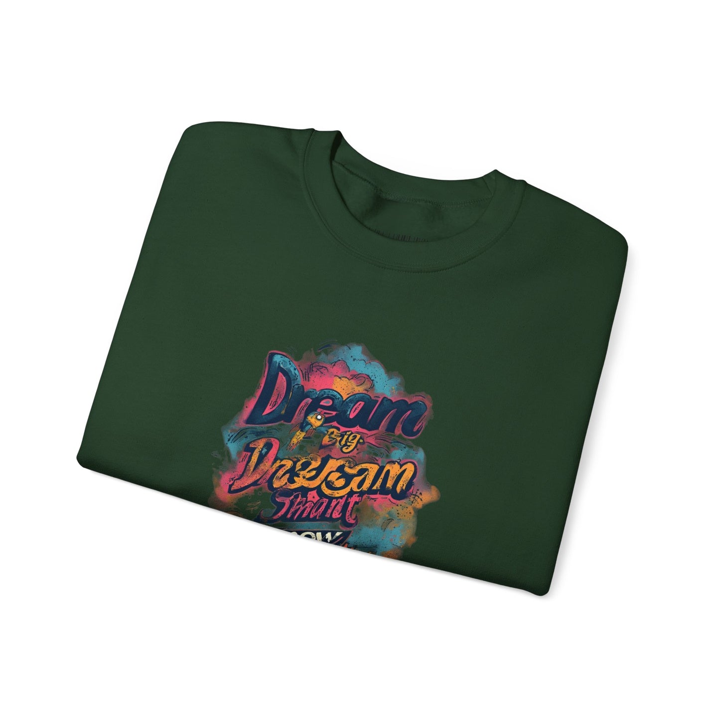 Dream Big Crewneck Sweatshirt — "Dream, Design, Draw" Inspirational Graphic