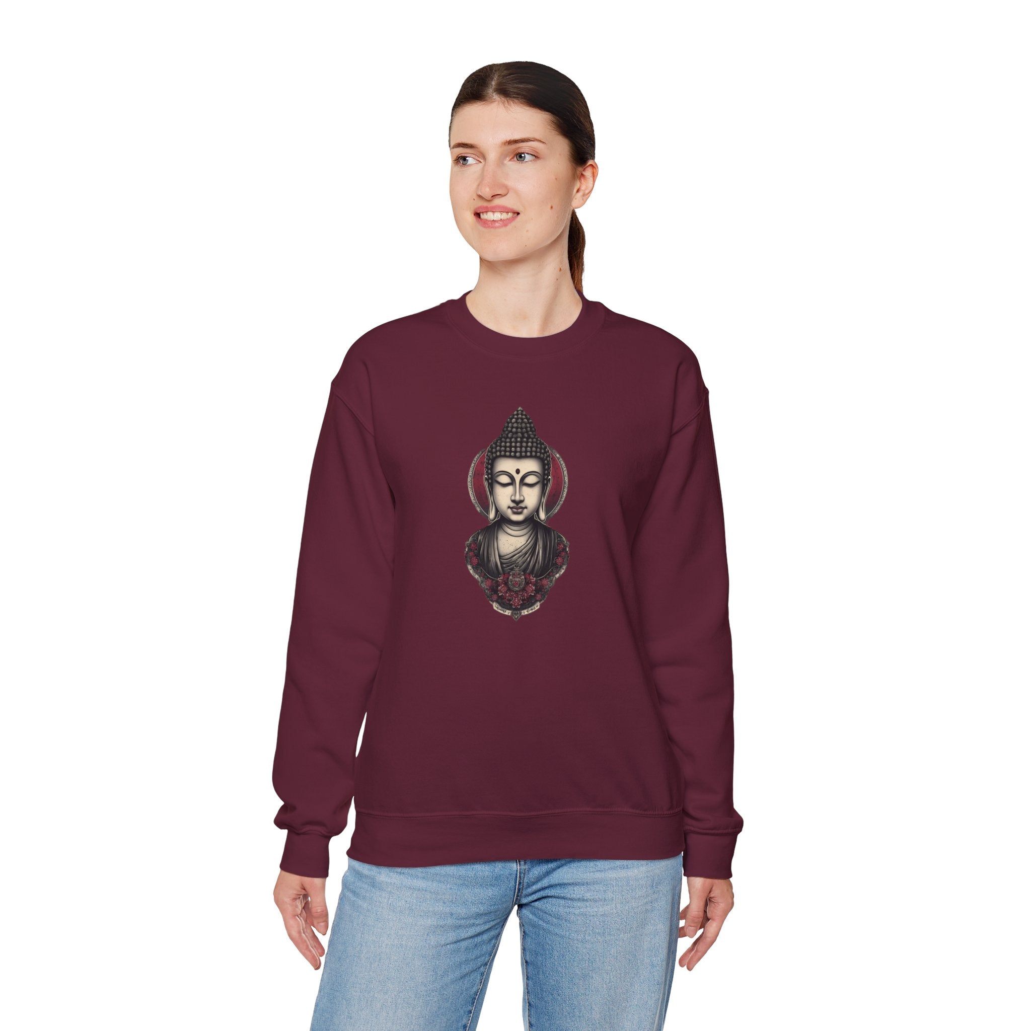 Buddha Lotus Crewneck Sweatshirt — Tranquil Meditation Graphic