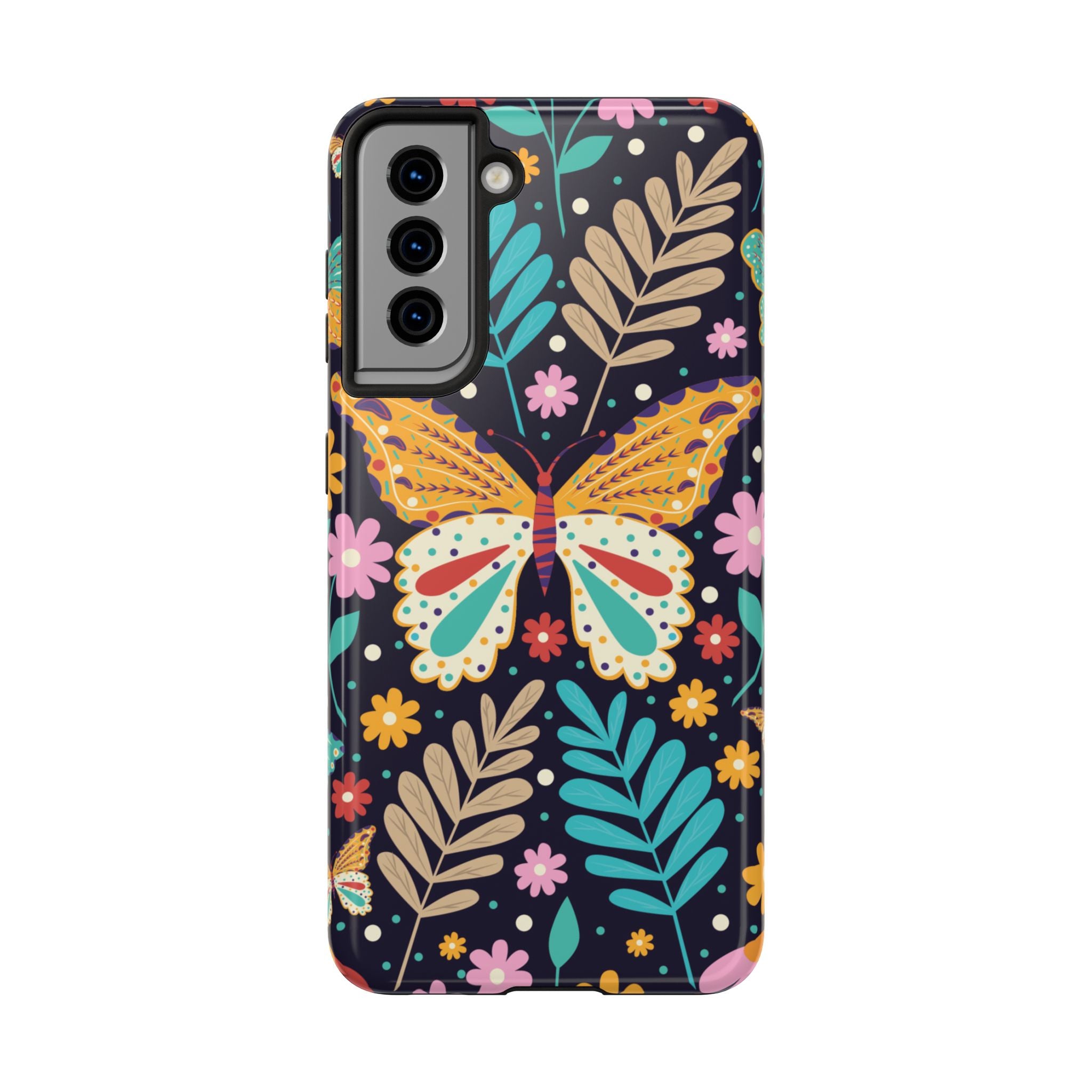 Floral Butterfly Tough Phone Case — Colorful Garden Protective Cover