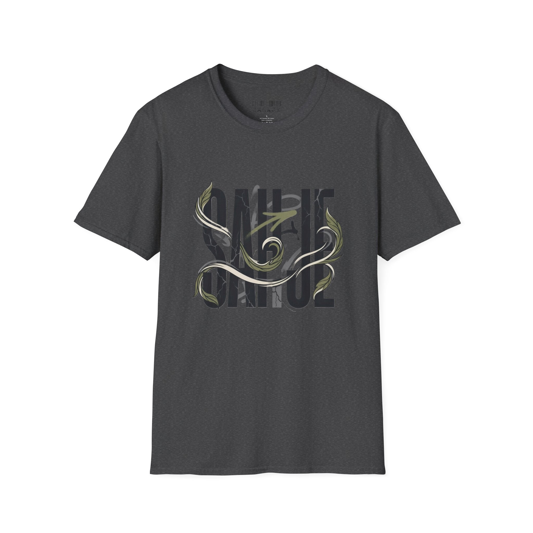Saurus Graphic T-Shirt — Retro Block Lettering with Snake Illustration