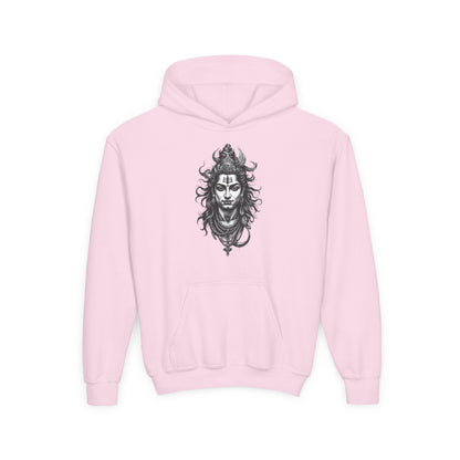 Shiva Illustration Youth Hoodie — Mystical Hindu God Graphic Pullover