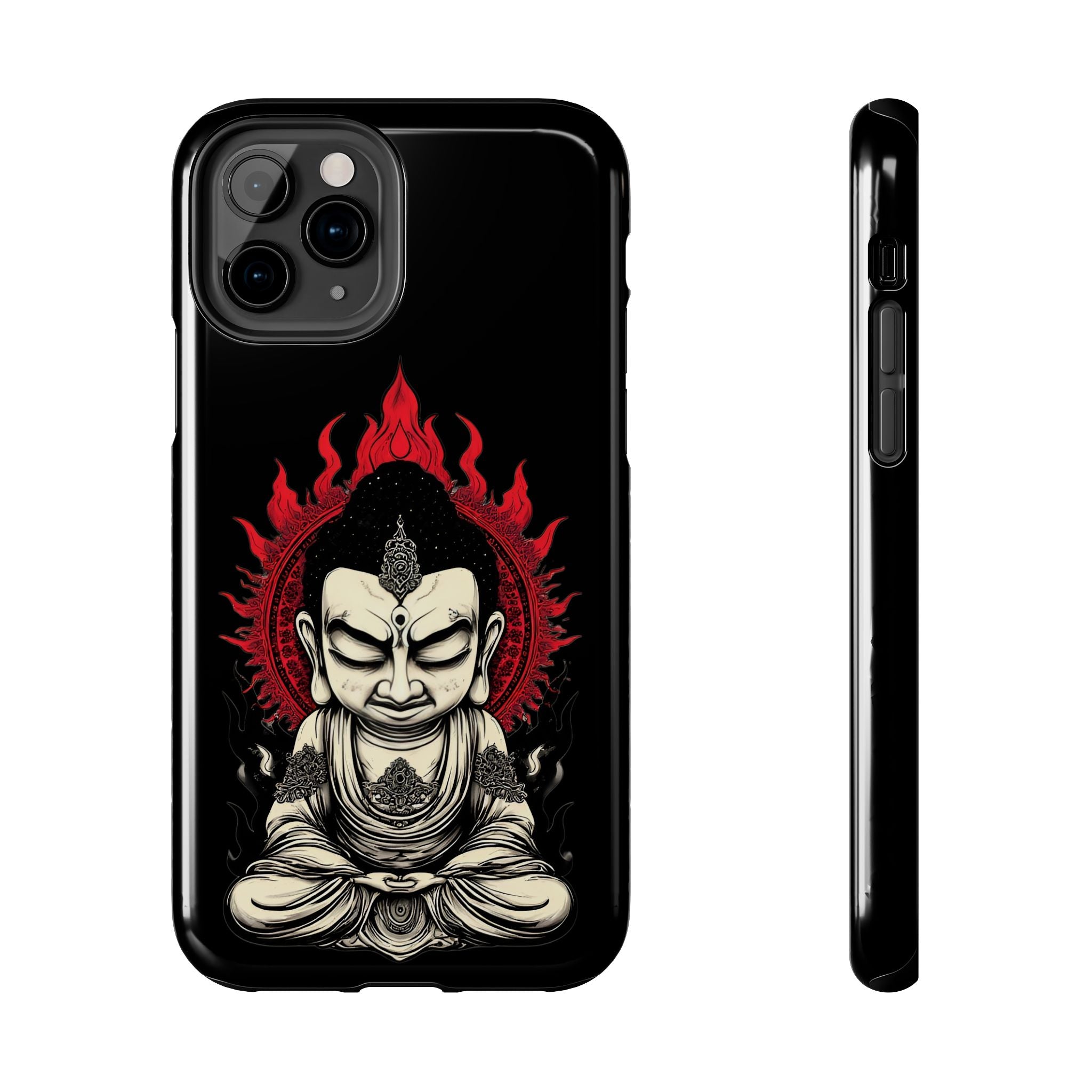 Meditative Buddha Tough Phone Case — Red Flame Zen Protection