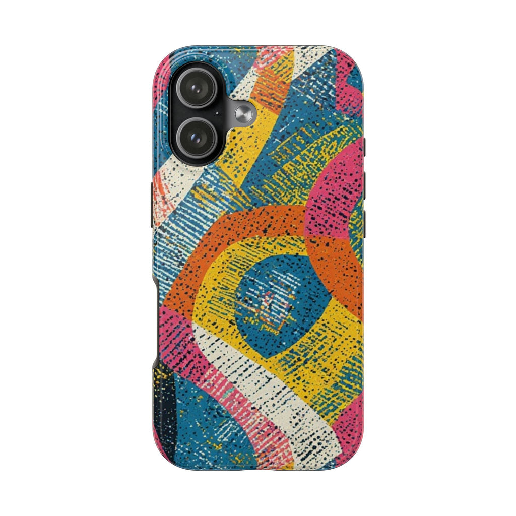 Bold Retro Abstract Tough Phone Case — Colorful Geometric Protective Cover