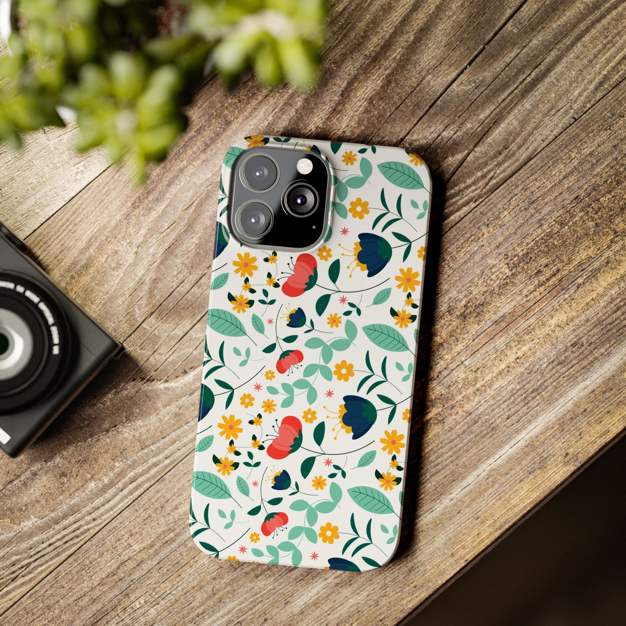 Floral Slim Phone Case — Colorful Folk Flower Pattern
