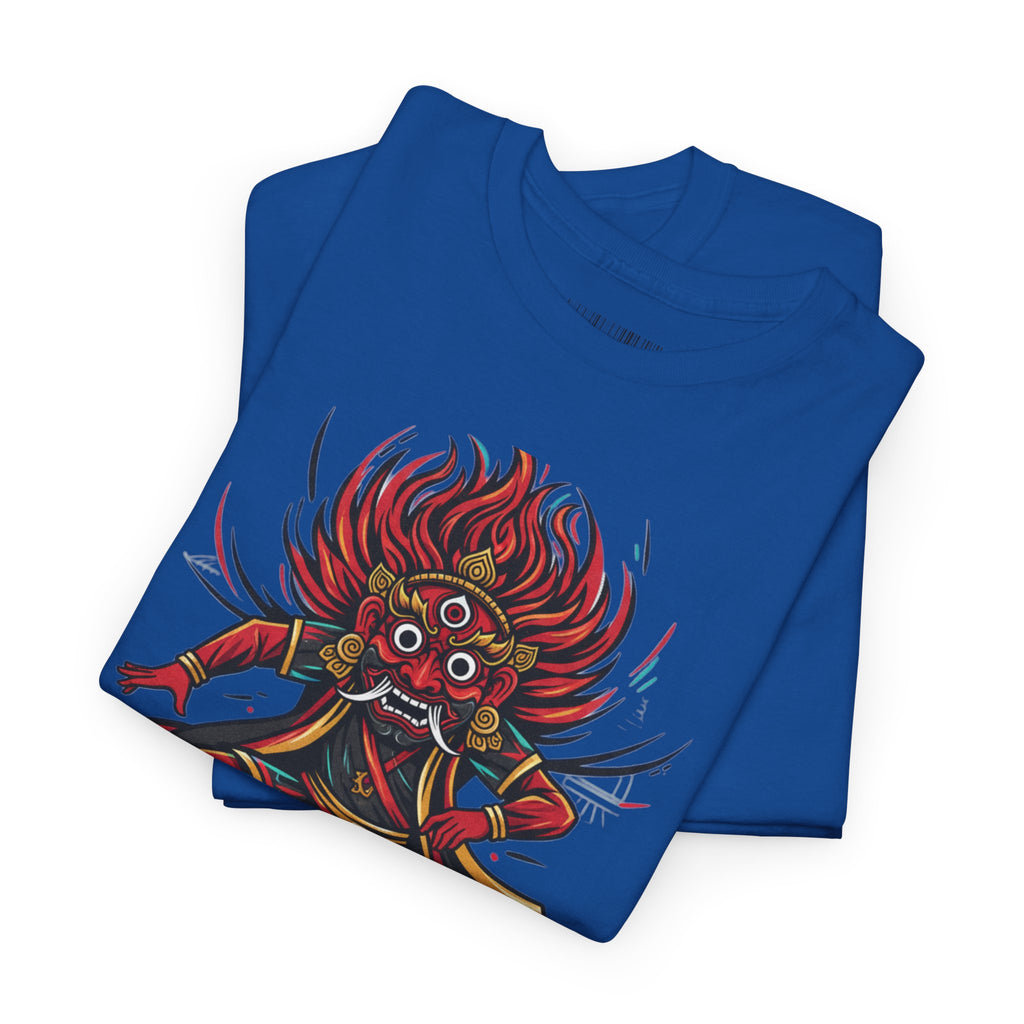 T-Shirt — Fierce Red Oni Demon Graphic Tee (Mythic Japanese Mask Design)