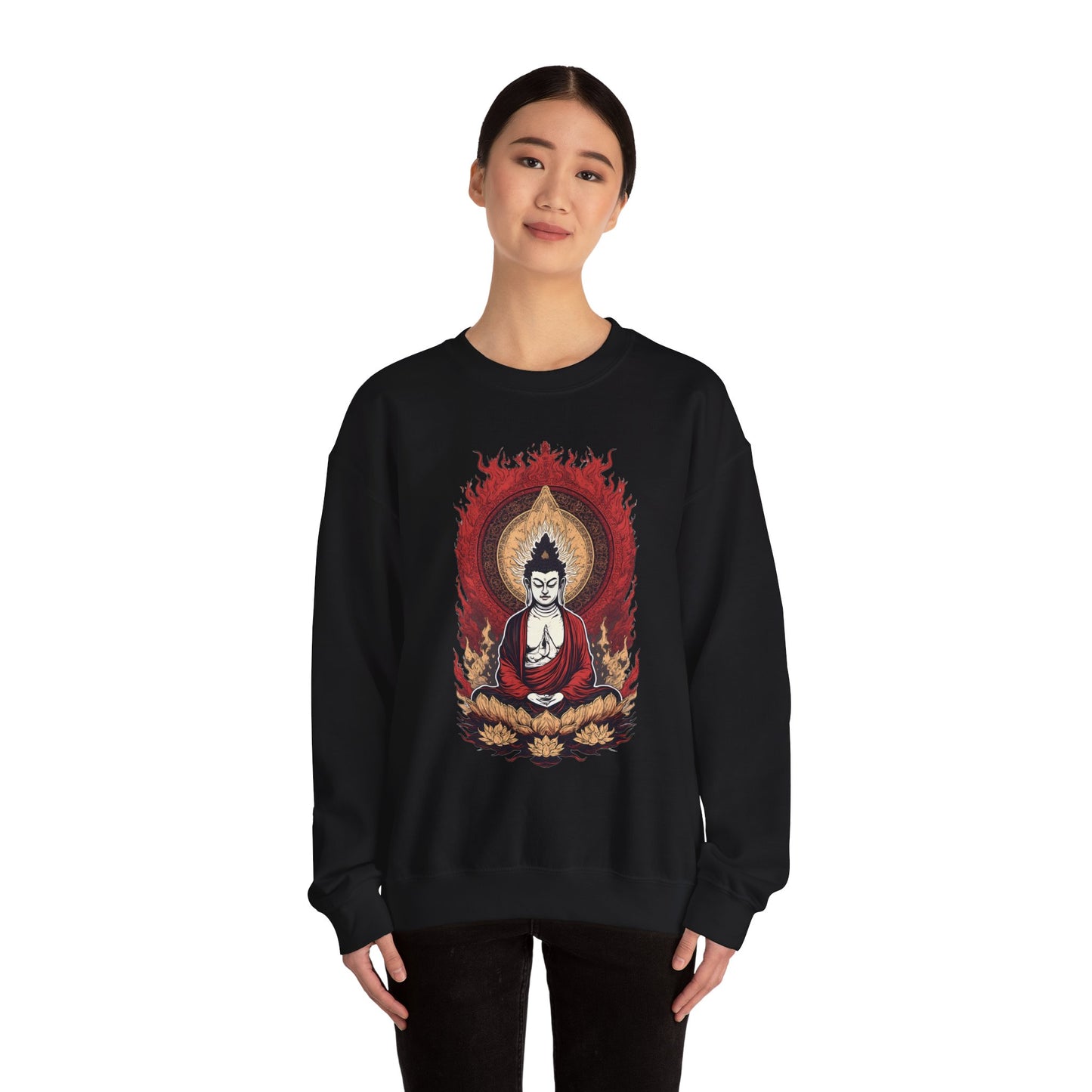 Buddha Lotus Flame Crewneck Sweatshirt