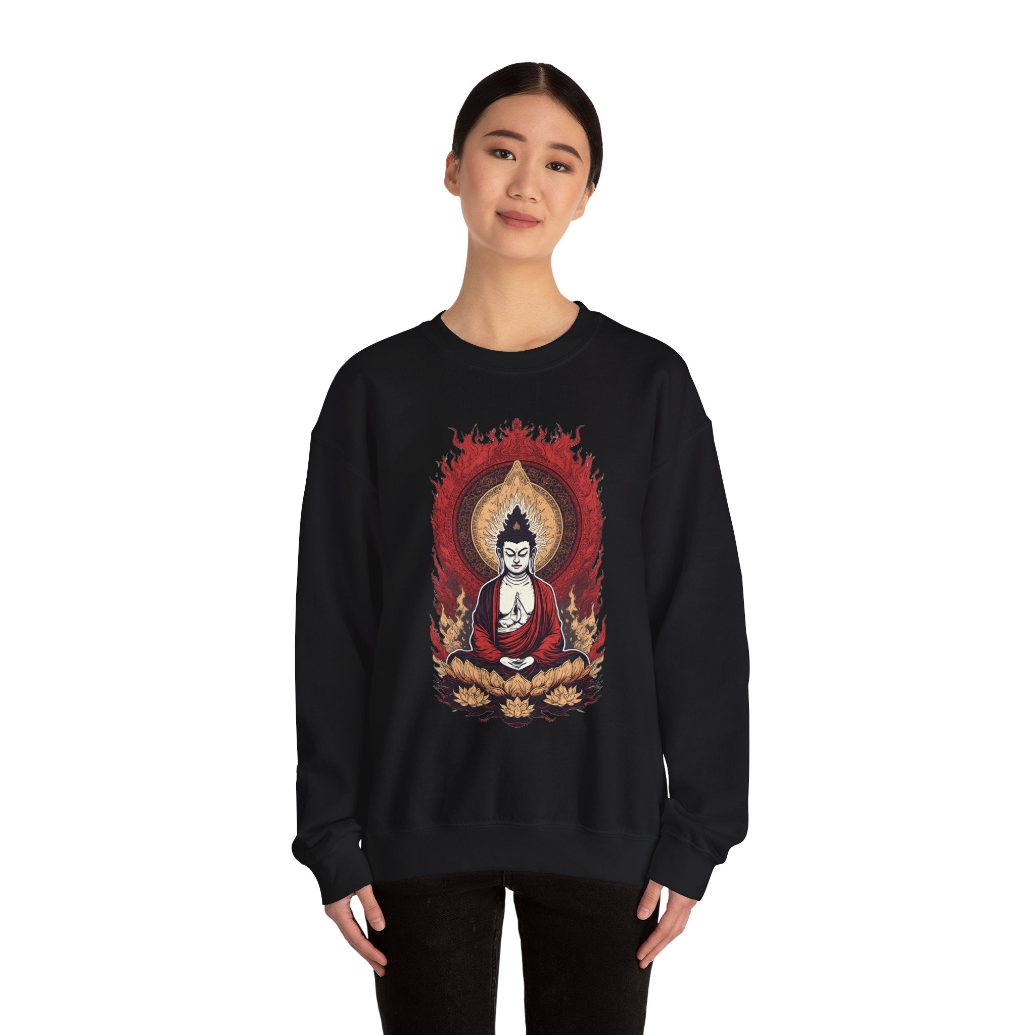 Buddha Lotus Flame Crewneck Sweatshirt