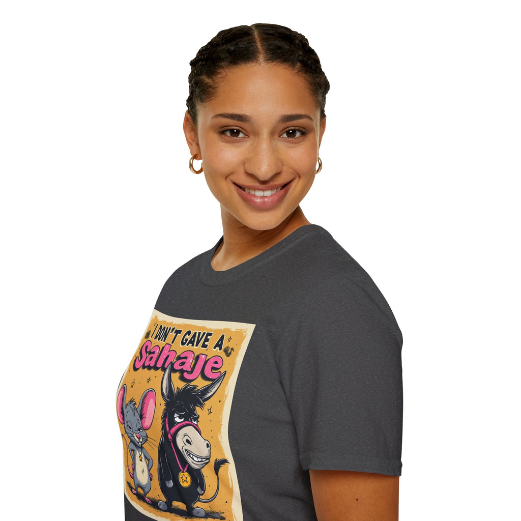 Don’t Give a Satrage T-Shirt — Funny Mouse & Donkey Cartoon Tee