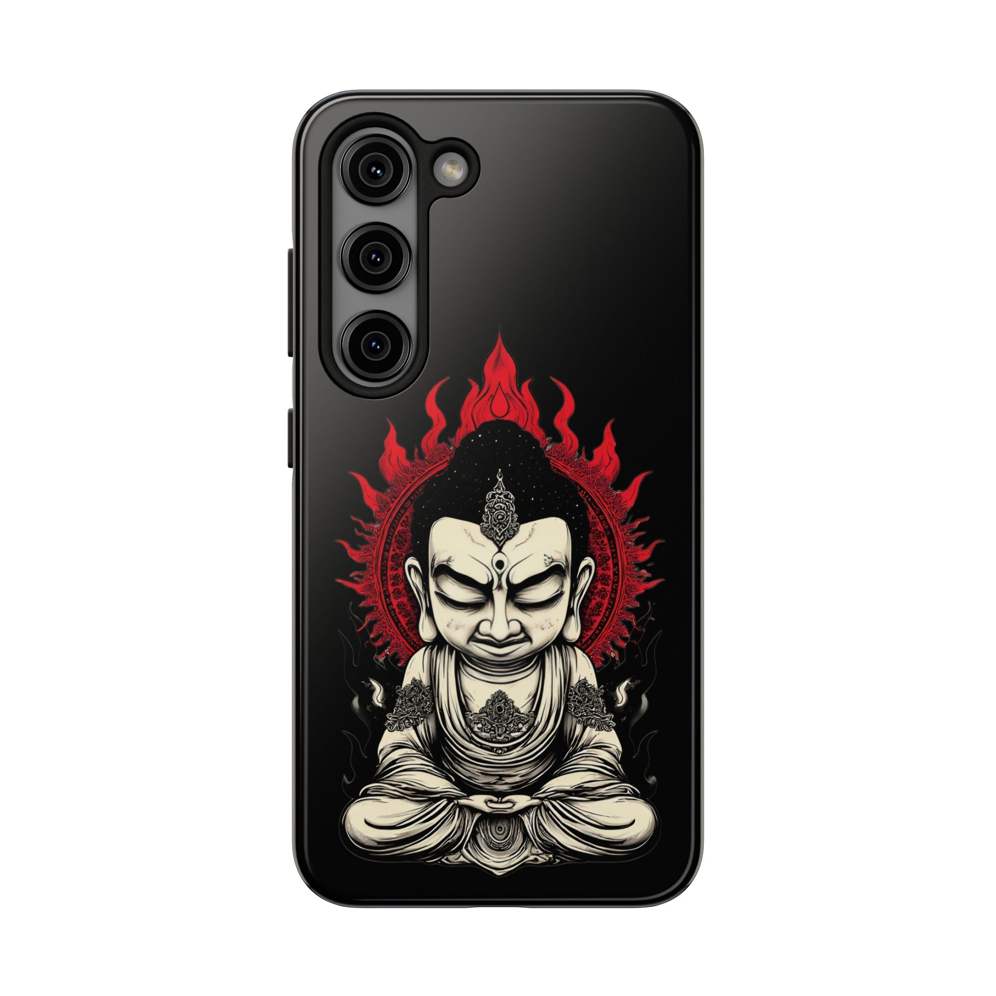 Meditative Buddha Tough Phone Case — Red Flame Zen Protection