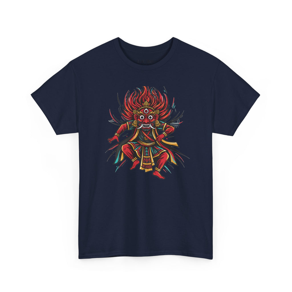 T-Shirt — Fierce Red Oni Demon Graphic Tee (Mythic Japanese Mask Design)