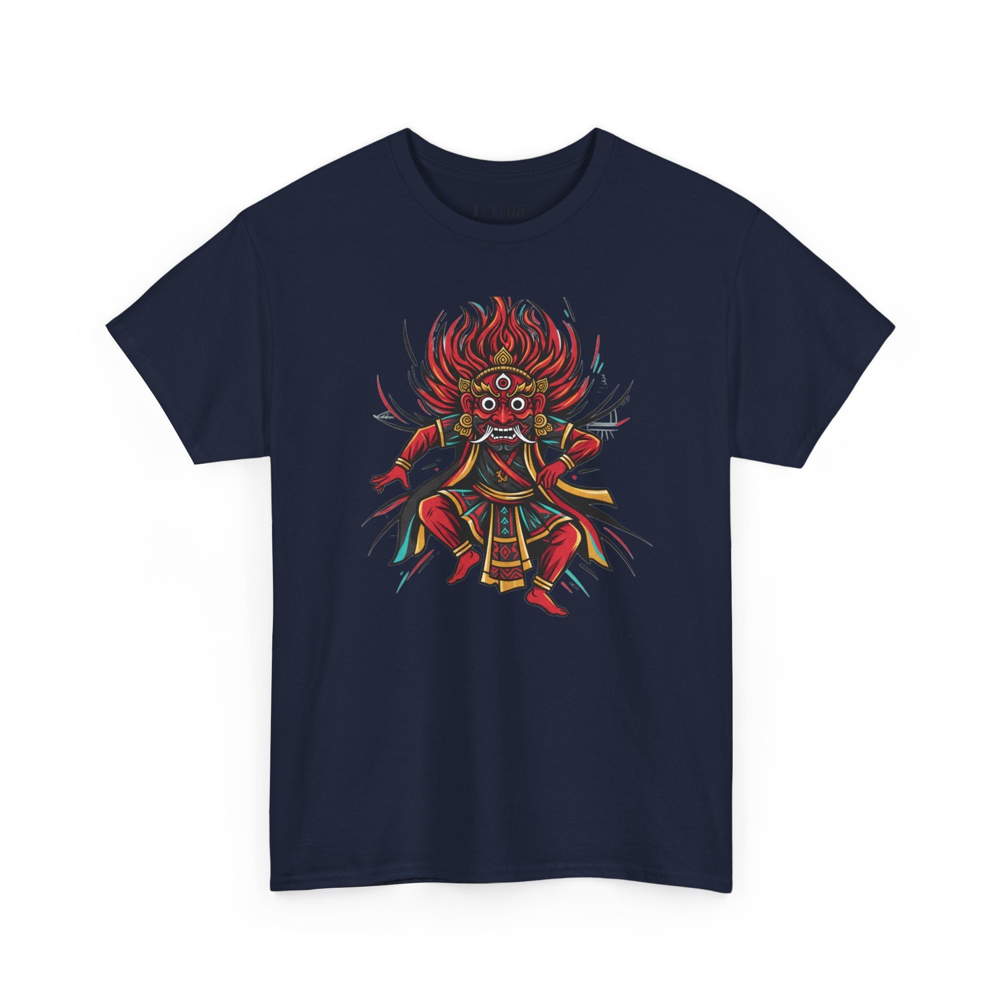 T-Shirt — Fierce Red Oni Demon Graphic Tee (Mythic Japanese Mask Design)