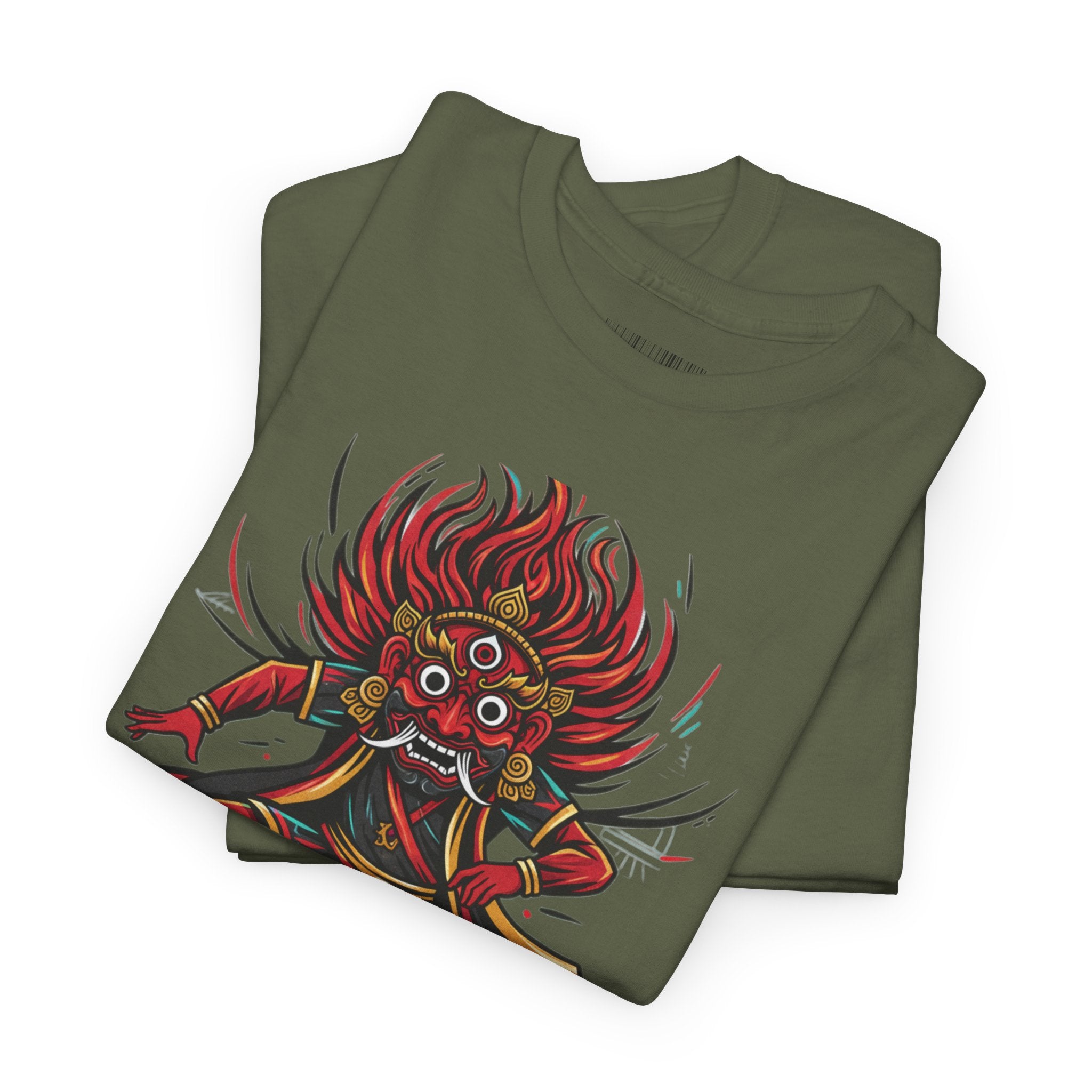 T-Shirt — Fierce Red Oni Demon Graphic Tee (Mythic Japanese Mask Design)