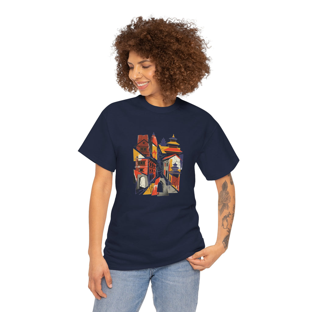 Cityscape Abstract Tee — Colorful Urban Architecture Graphic T‑Shirt