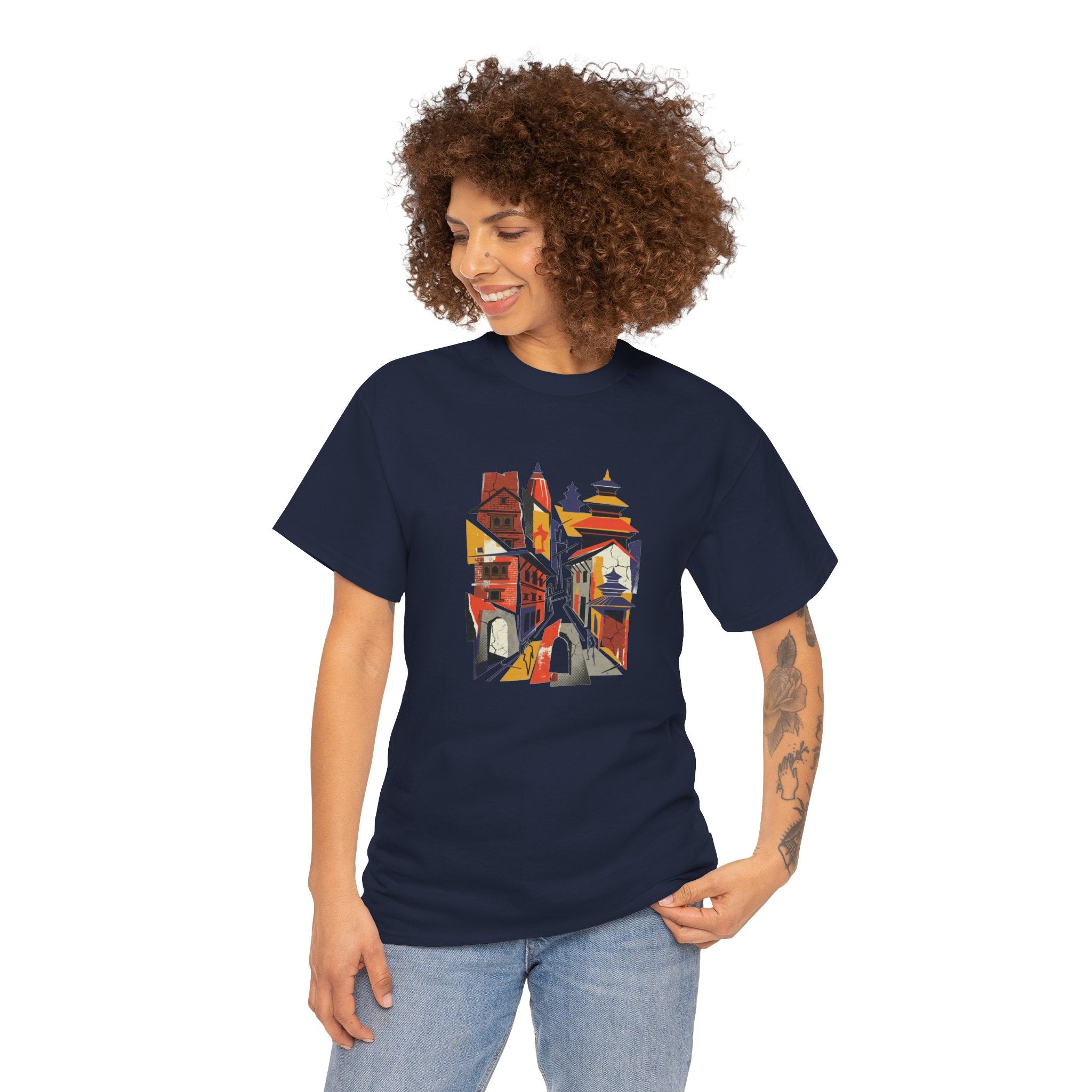 Cityscape Abstract Tee — Colorful Urban Architecture Graphic T‑Shirt