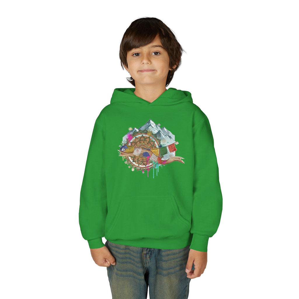 Youth Hoodie — Colorful Mountain Adventure Graphic