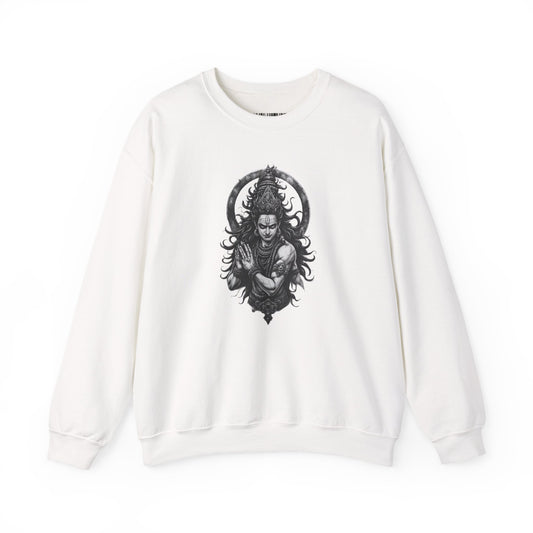 Shiva Meditation Crewneck Sweatshirt — Detailed Shiva Portrait Spiritual Yoga Pullover