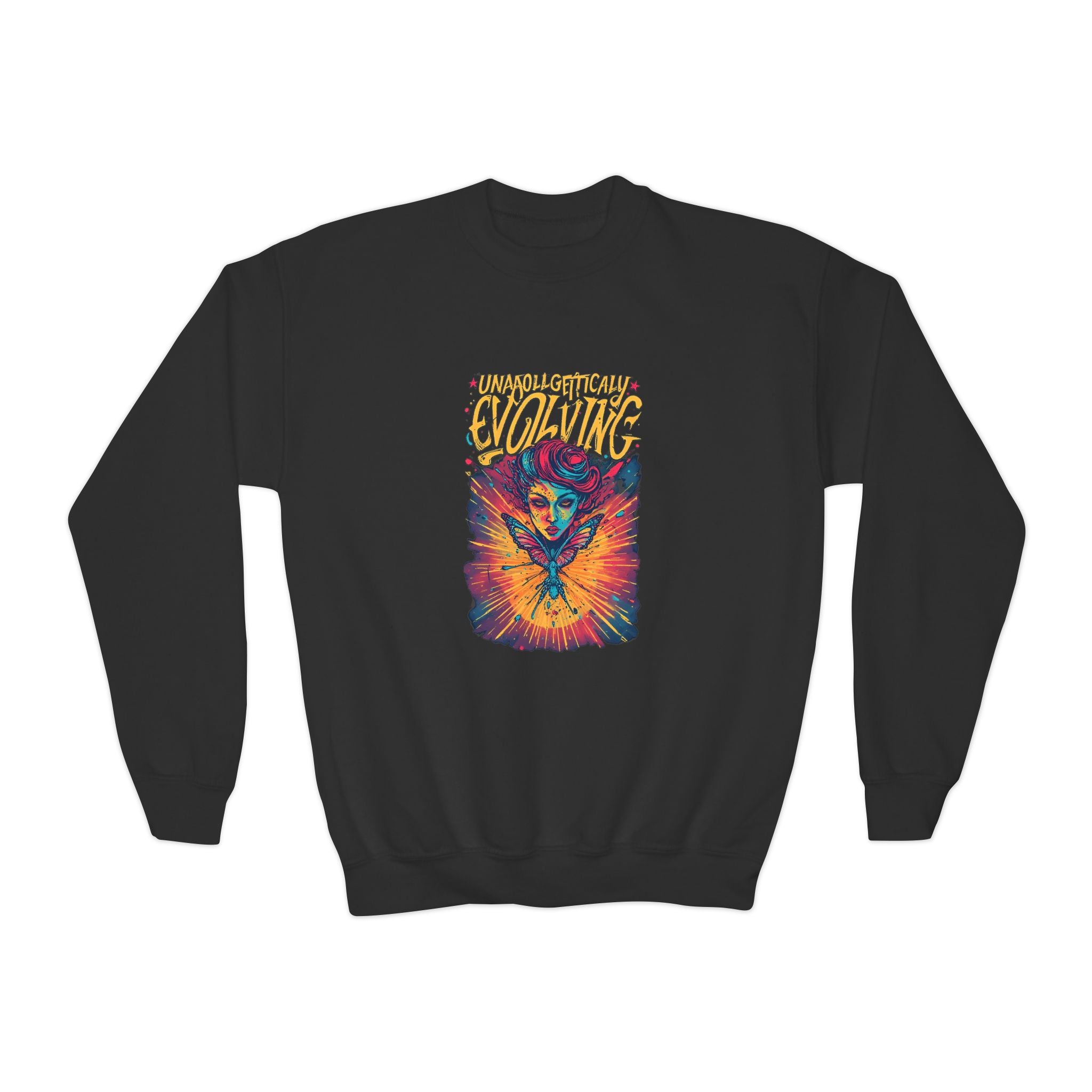 Psychedelic Evolving Skull Youth Crewneck Sweatshirt
