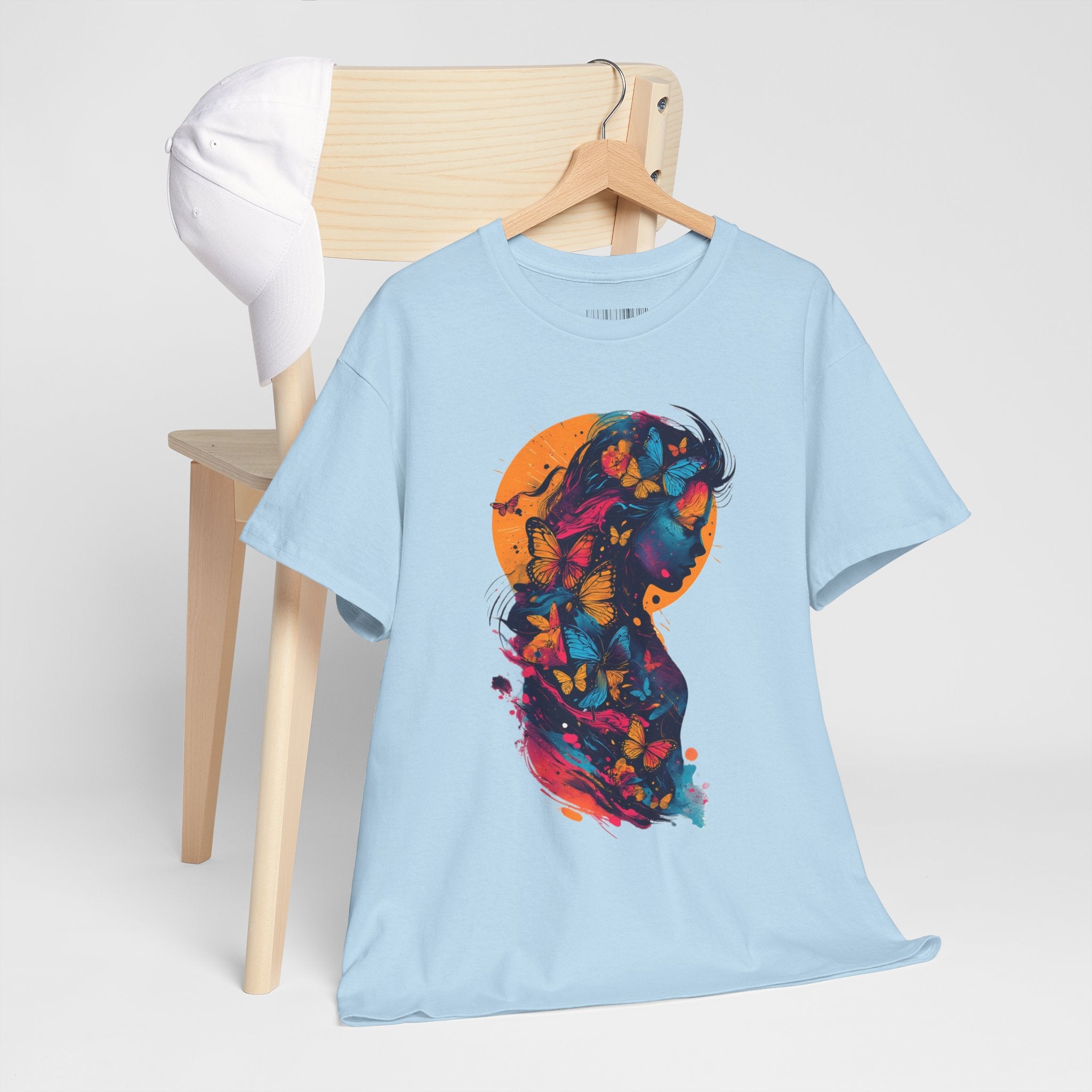 Butterfly Silhouette Graphic Tee — Colorful Maternity Profile Design