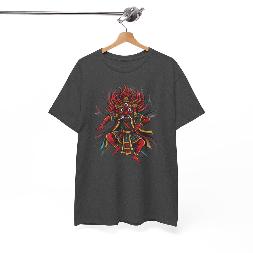 T-Shirt — Fierce Red Oni Demon Graphic Tee (Mythic Japanese Mask Design)