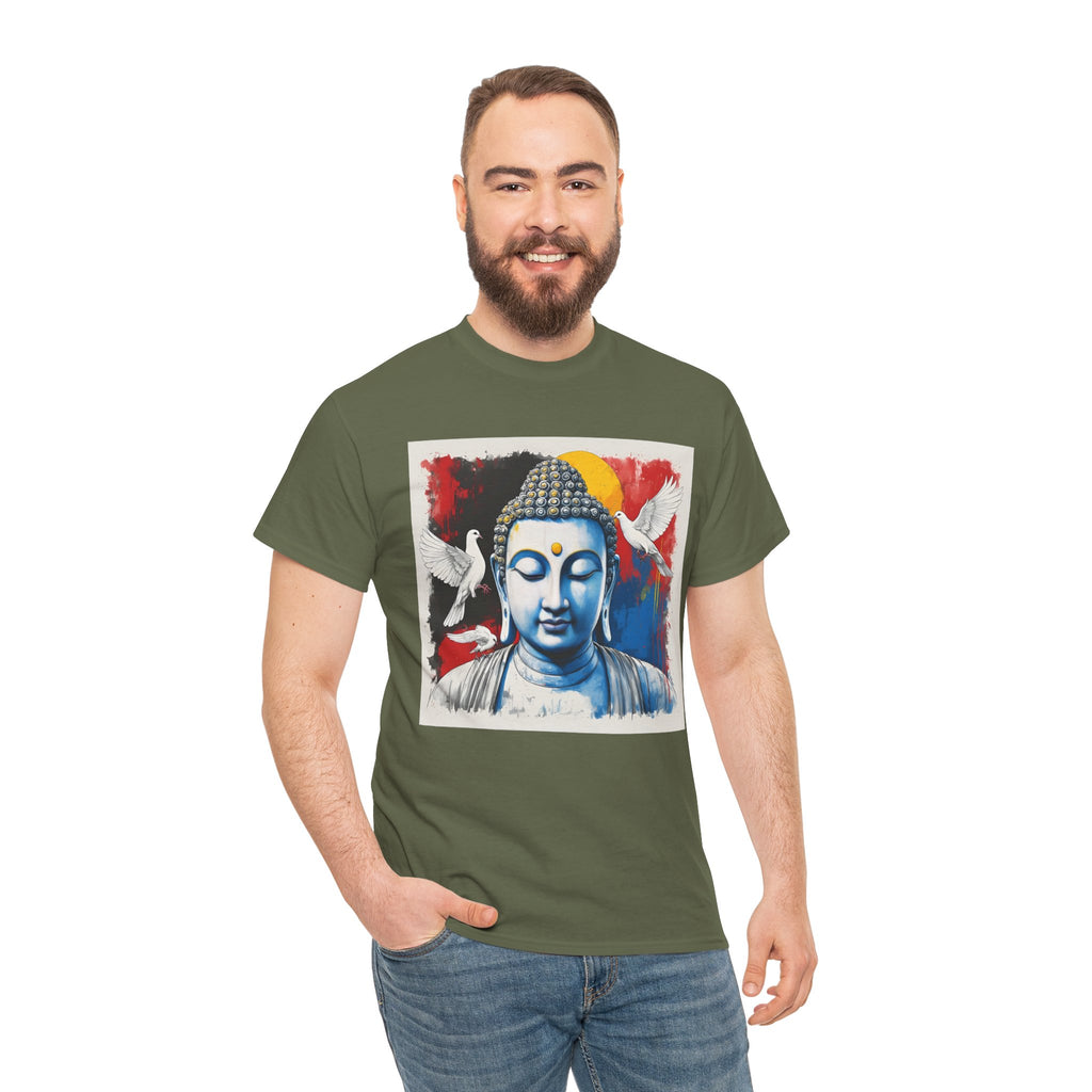 Buddha Peace Tee — Colorful Buddha & Doves Graphic T-Shirt