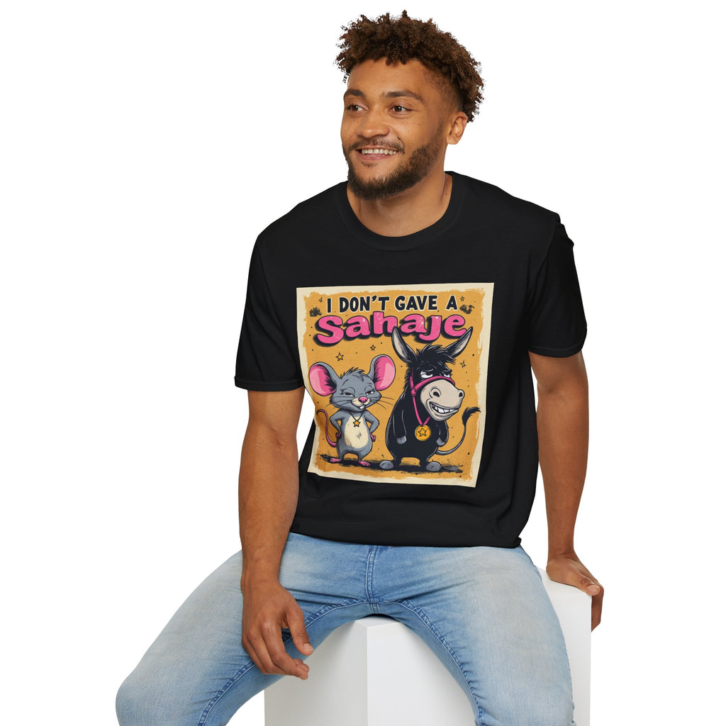 Don’t Give a Satrage T-Shirt — Funny Mouse & Donkey Cartoon Tee