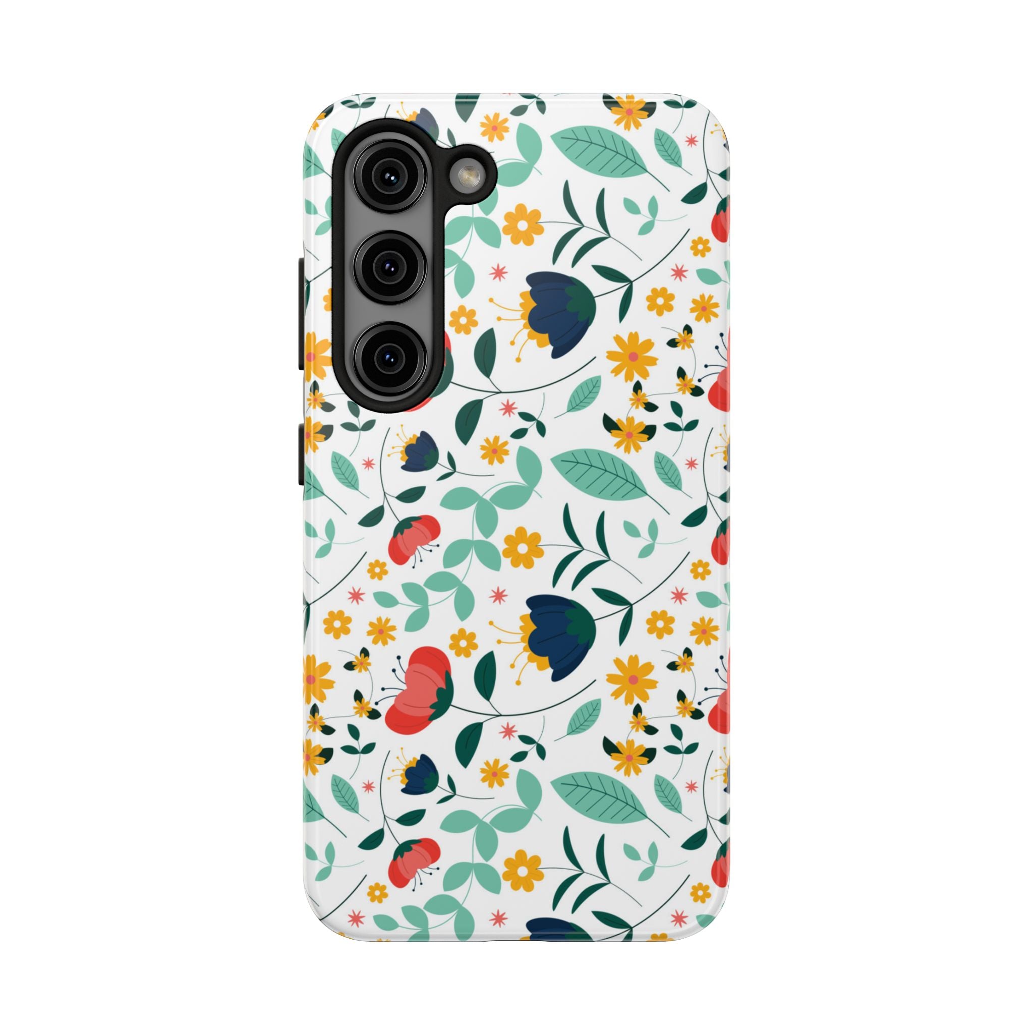 Floral Pattern Tough Phone Case — Colorful Spring Flowers Phone Cover