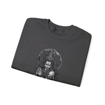 Shiva Meditation Crewneck Sweatshirt — Detailed Shiva Portrait Spiritual Yoga Pullover