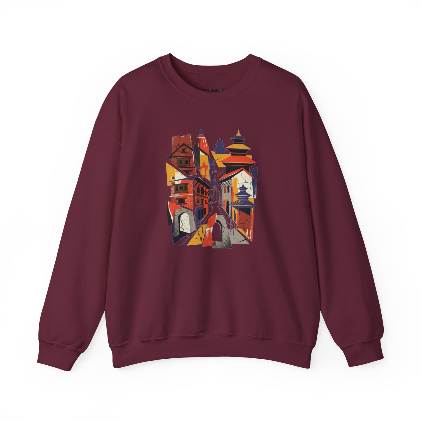 Crewneck Sweatshirt — Abstract Cityscape Graphic (Colorful Architectural Illustration)