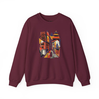 Crewneck Sweatshirt — Abstract Cityscape Graphic (Colorful Architectural Illustration)