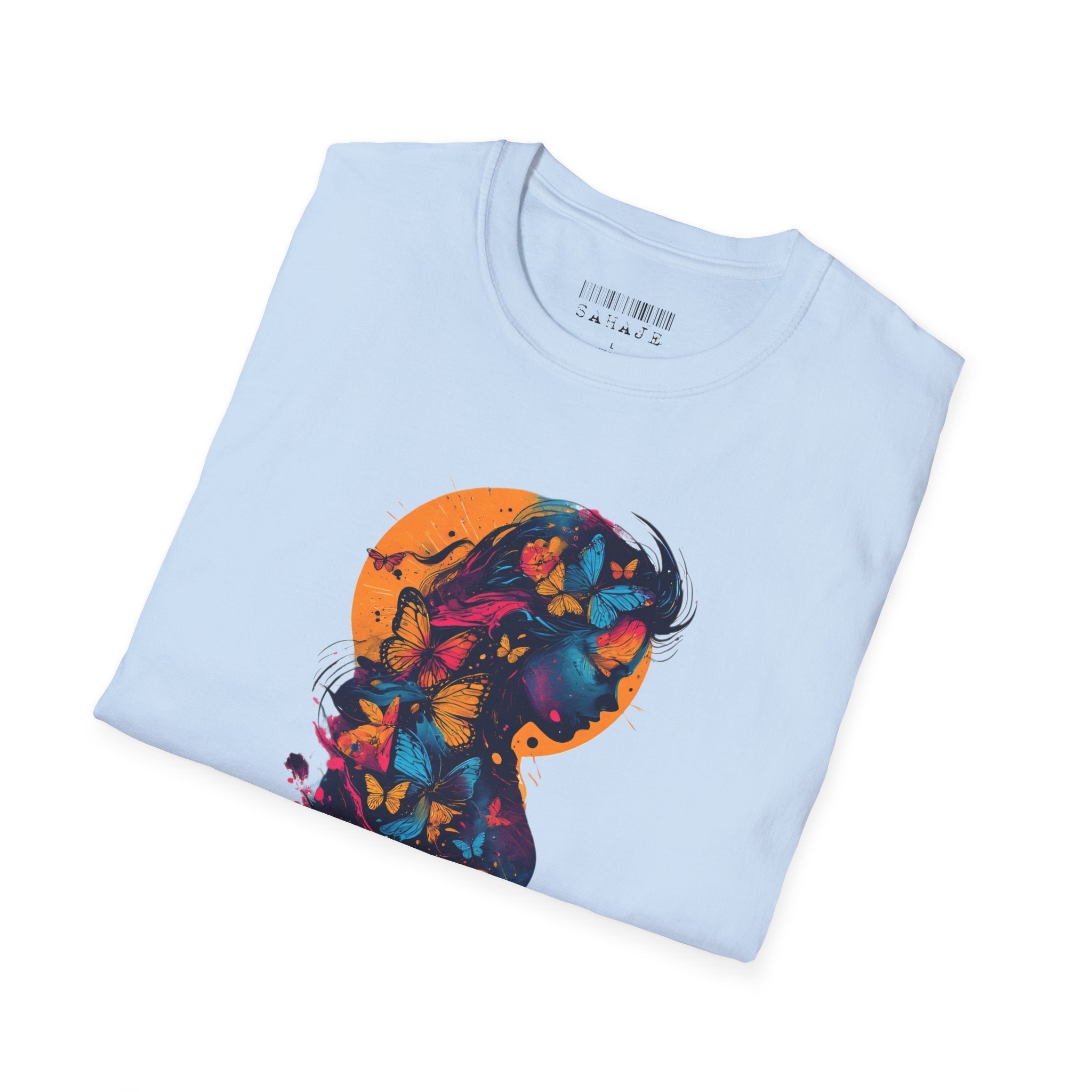 Butterfly Silhouette T-Shirt — Colorful Floral Profile Tee