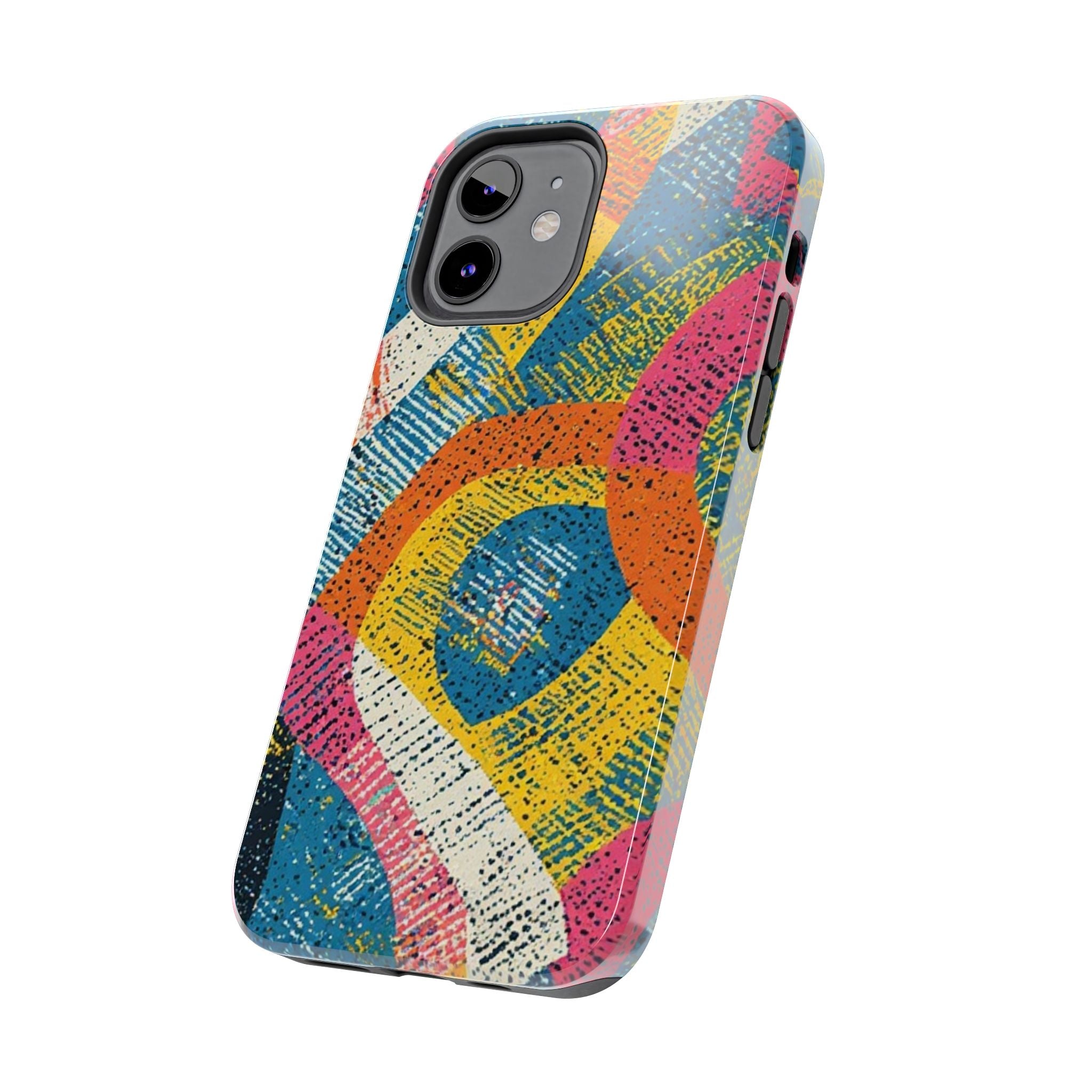 Bold Retro Abstract Tough Phone Case — Colorful Geometric Protective Cover
