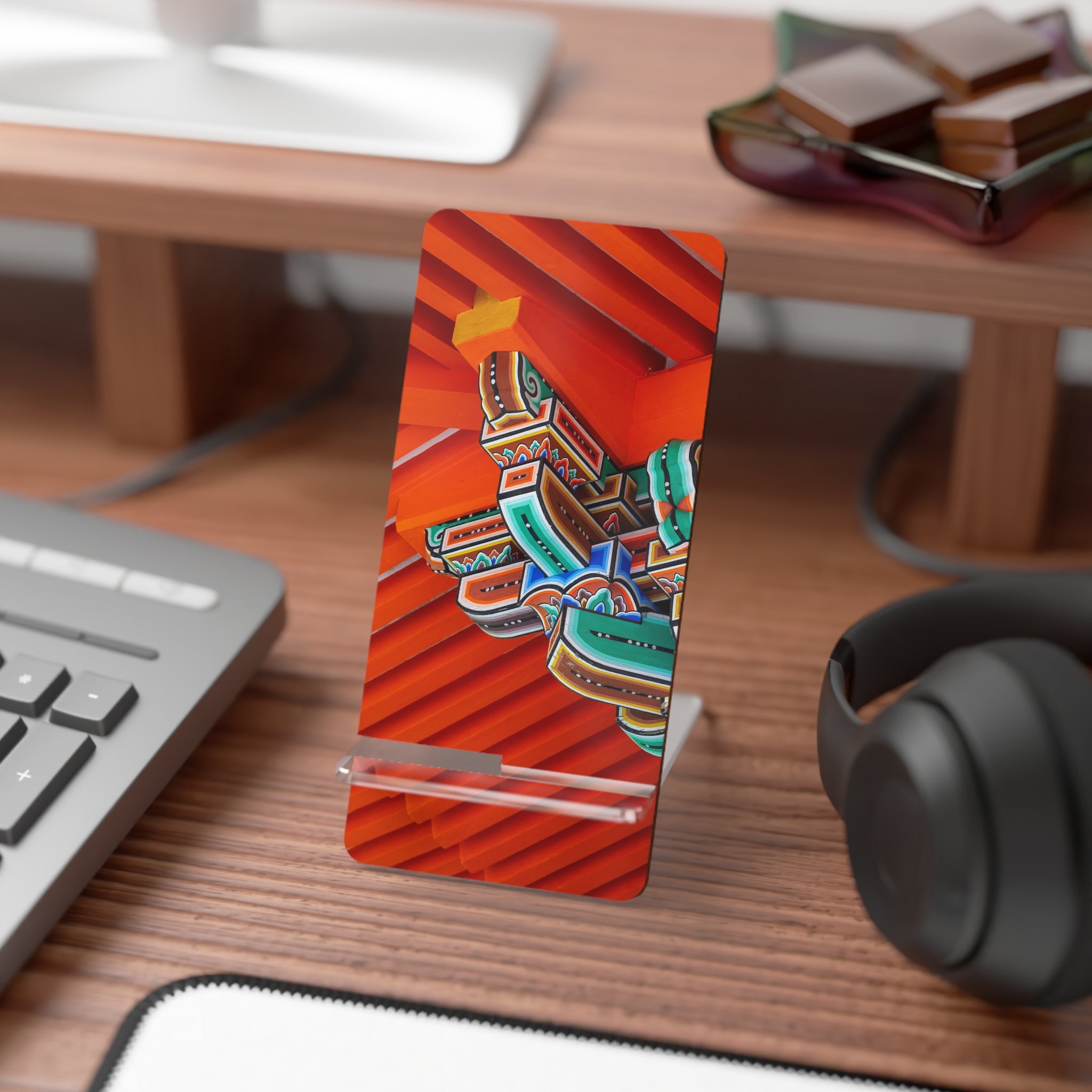 Colorful Smartphone Display Stand, Decorative Phone Holder, Tabletop Stand, Gift for Tech Lovers, Home Office Decor, Functional Artwork