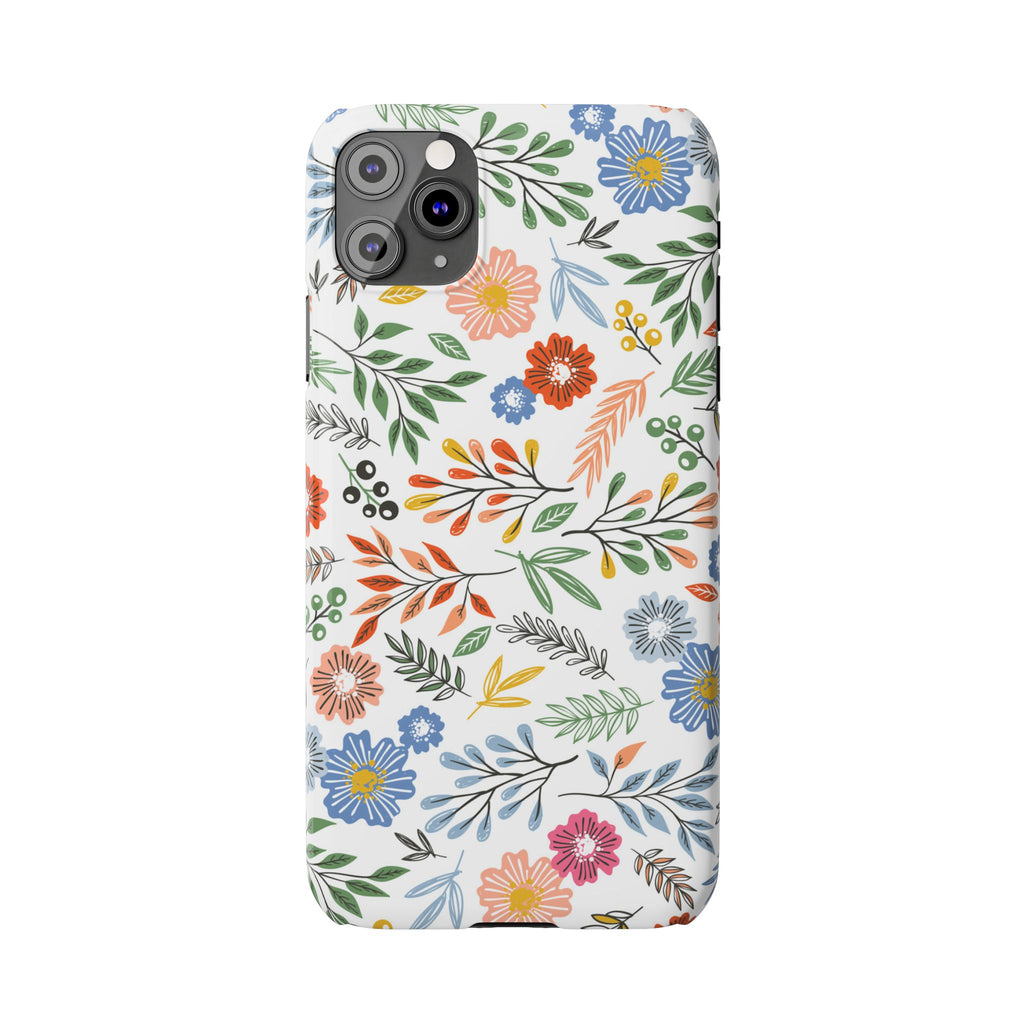 Slim Floral Phone Case — Colorful Hand-Drawn Wildflower Design