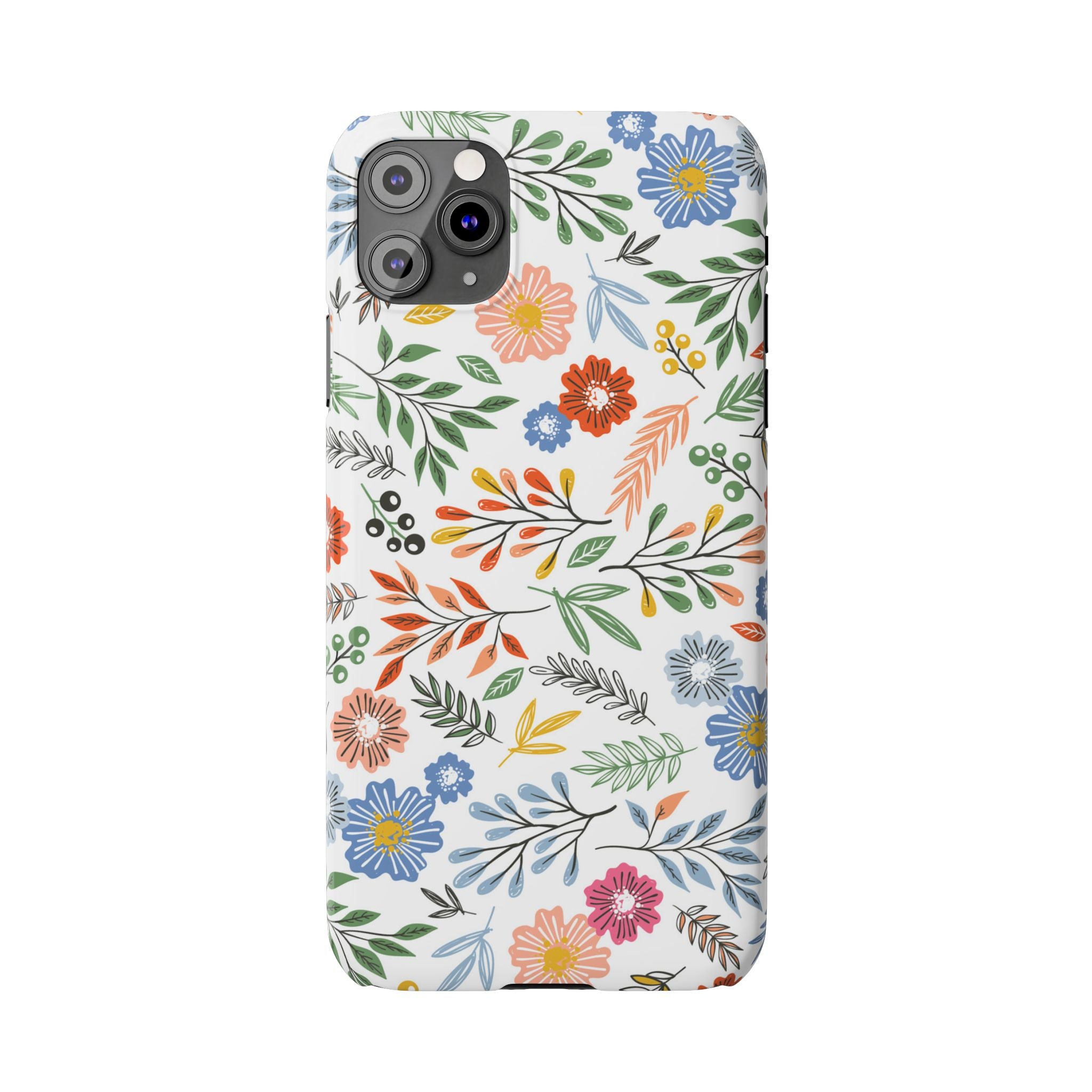 Slim Floral Phone Case — Colorful Hand-Drawn Wildflower Design
