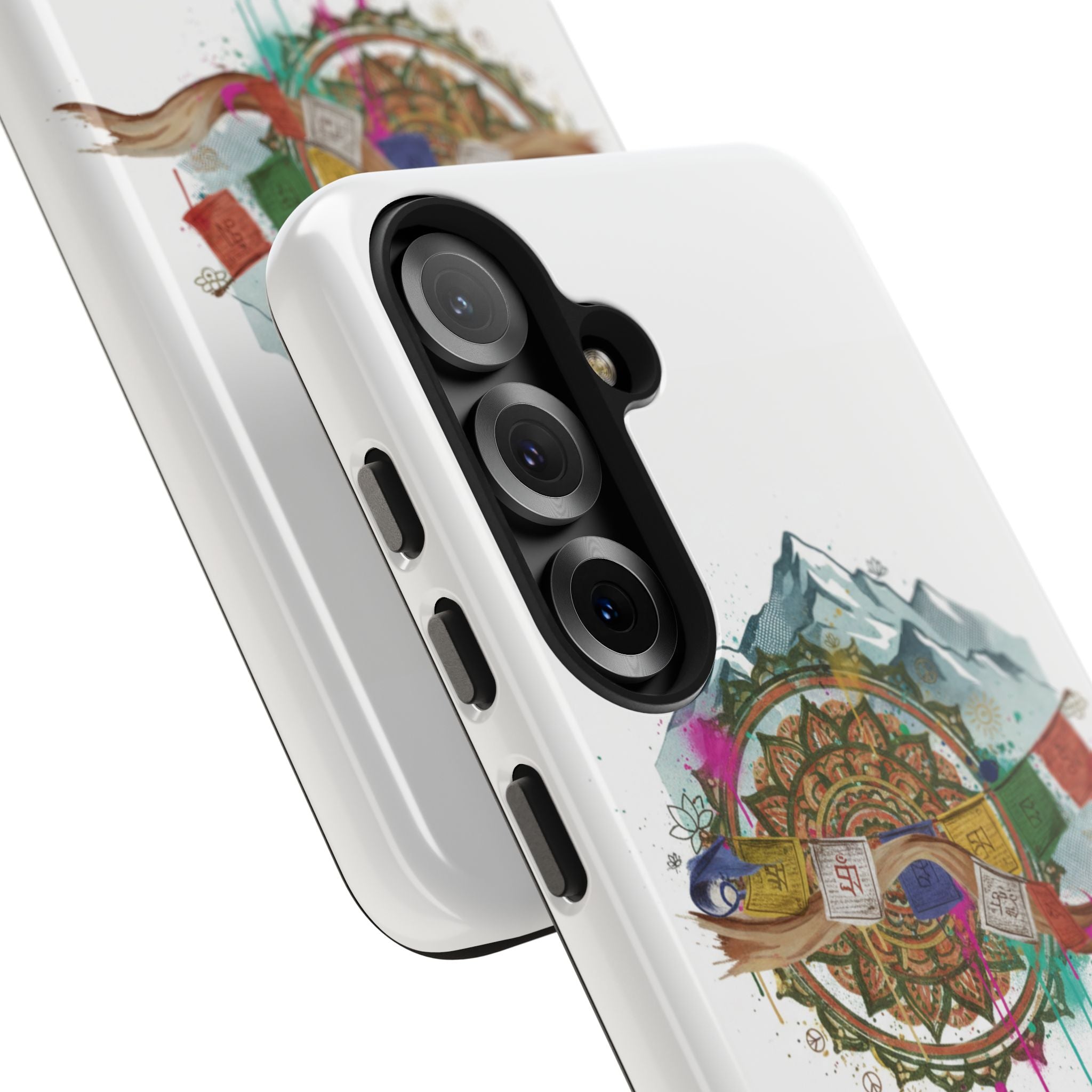 Mountain Compass Tough Phone Case with Prayer Flags & Fish Design