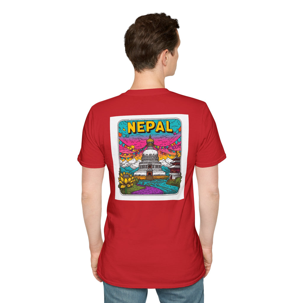 Nepal Graphic T-Shirt — Colorful Stupa Travel Tee