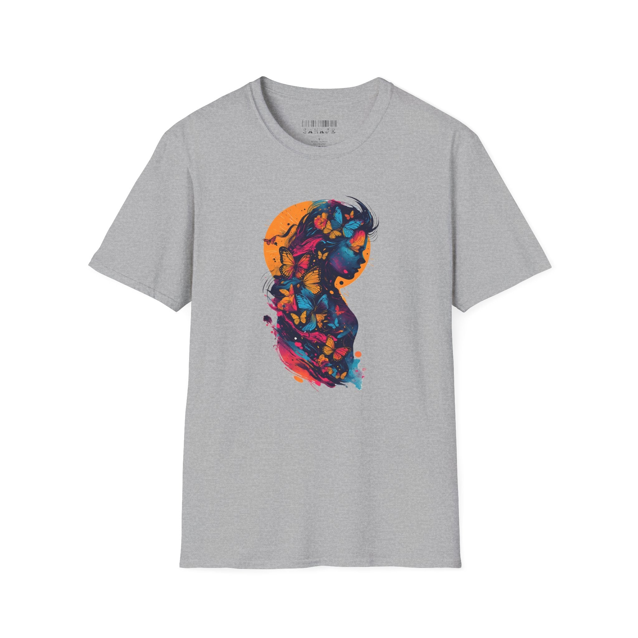 Butterfly Silhouette T-Shirt — Colorful Floral Profile Tee