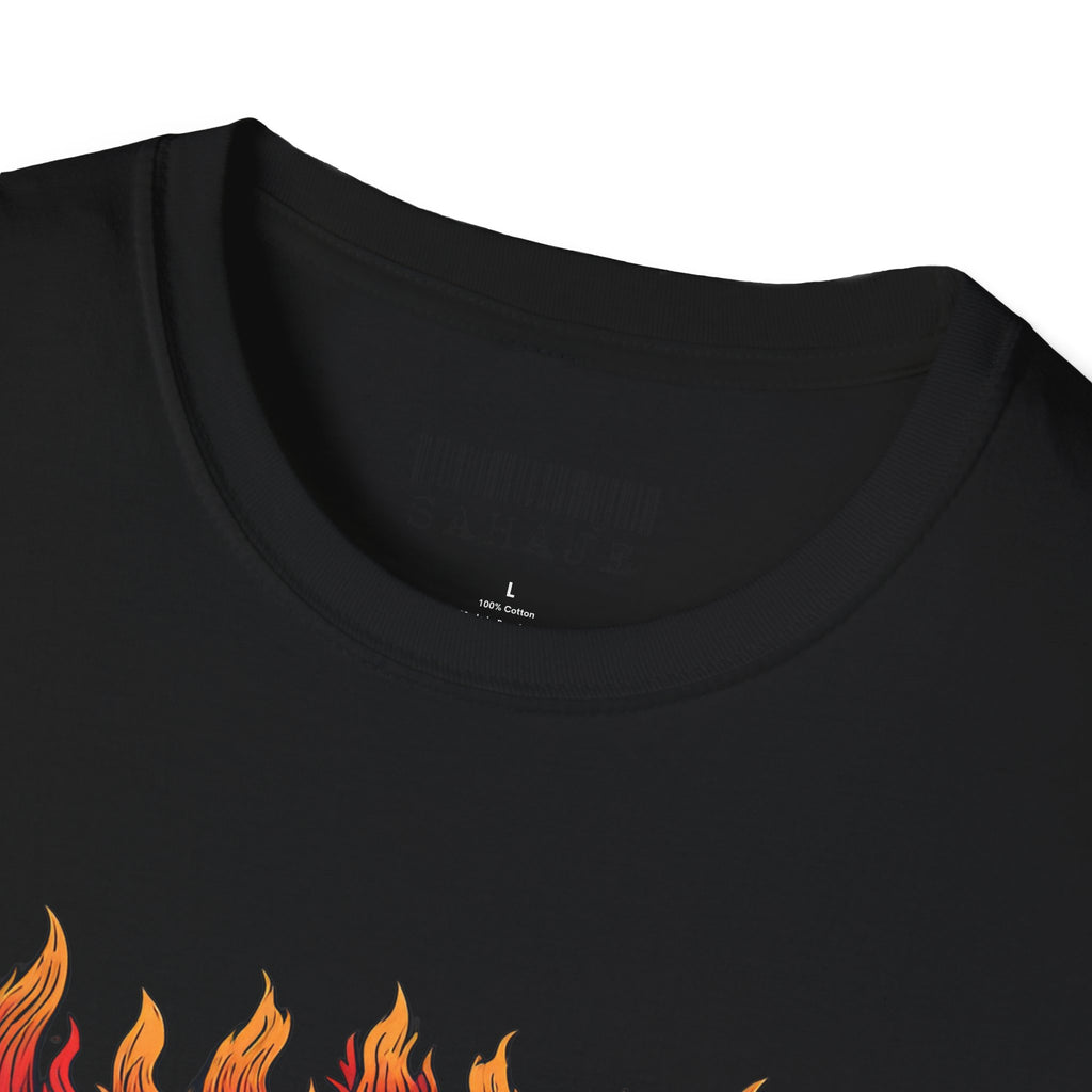 Flaming Demon Mask T-Shirt — Fierce Tattoo-Style Graphic Tee
